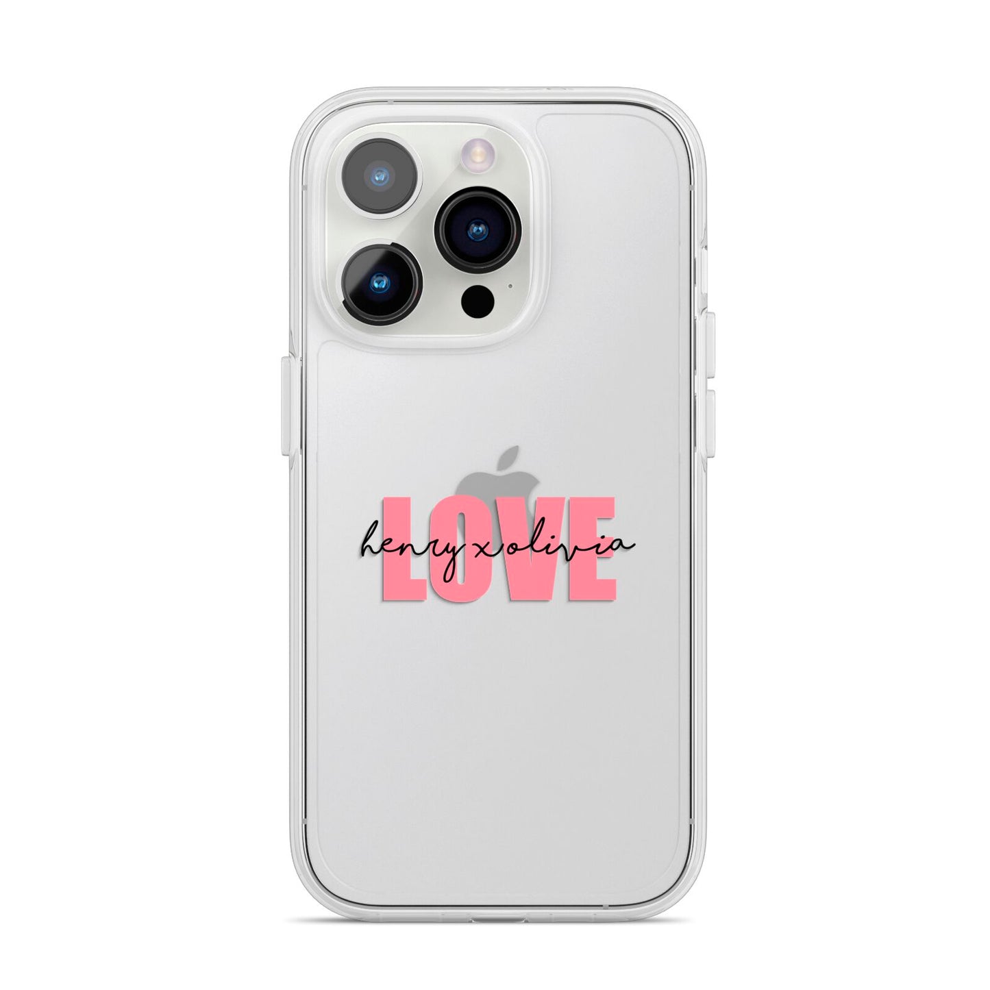 Couples Personalised Love iPhone 14 Pro Clear Tough Case Silver