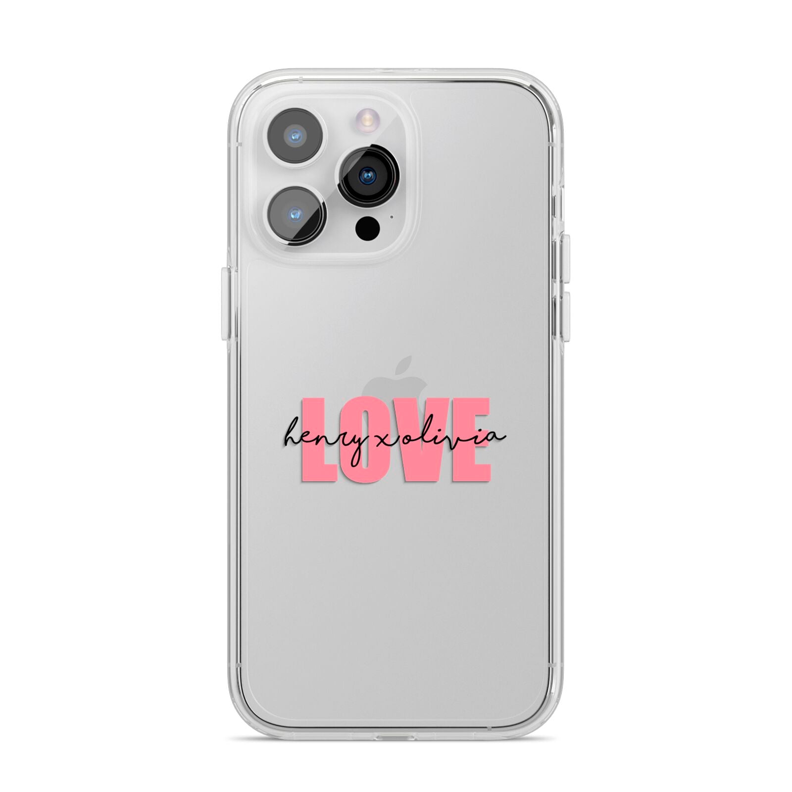 Couples Personalised Love iPhone 14 Pro Max Clear Tough Case Silver