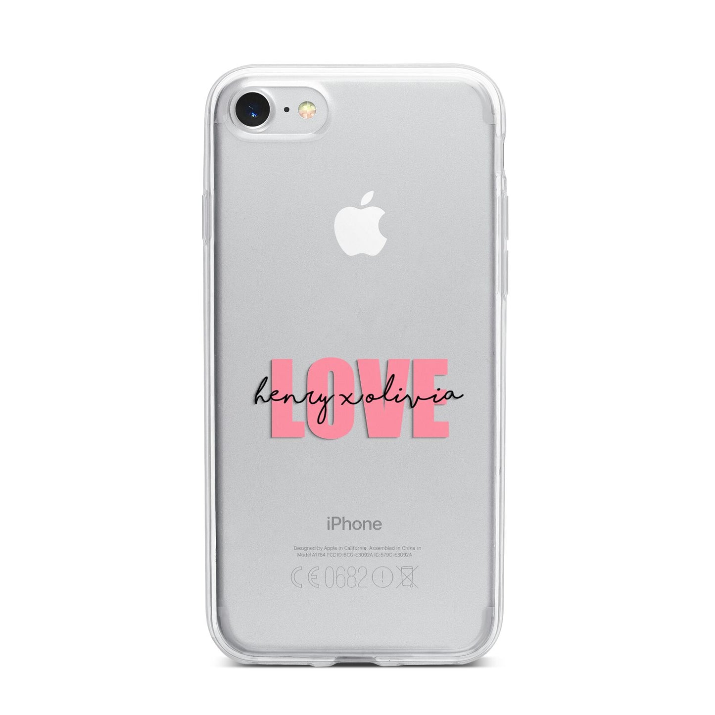 Couples Personalised Love iPhone 7 Bumper Case on Silver iPhone