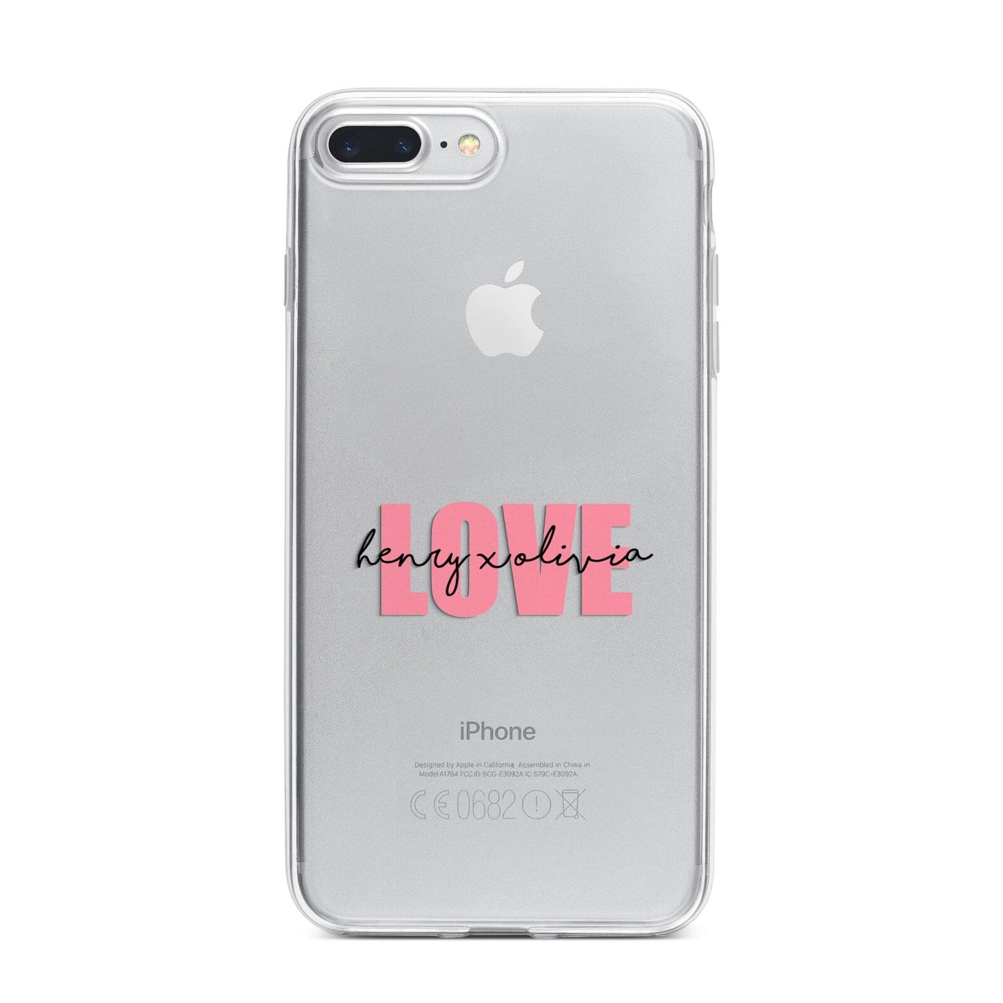 Couples Personalised Love iPhone 7 Plus Bumper Case on Silver iPhone