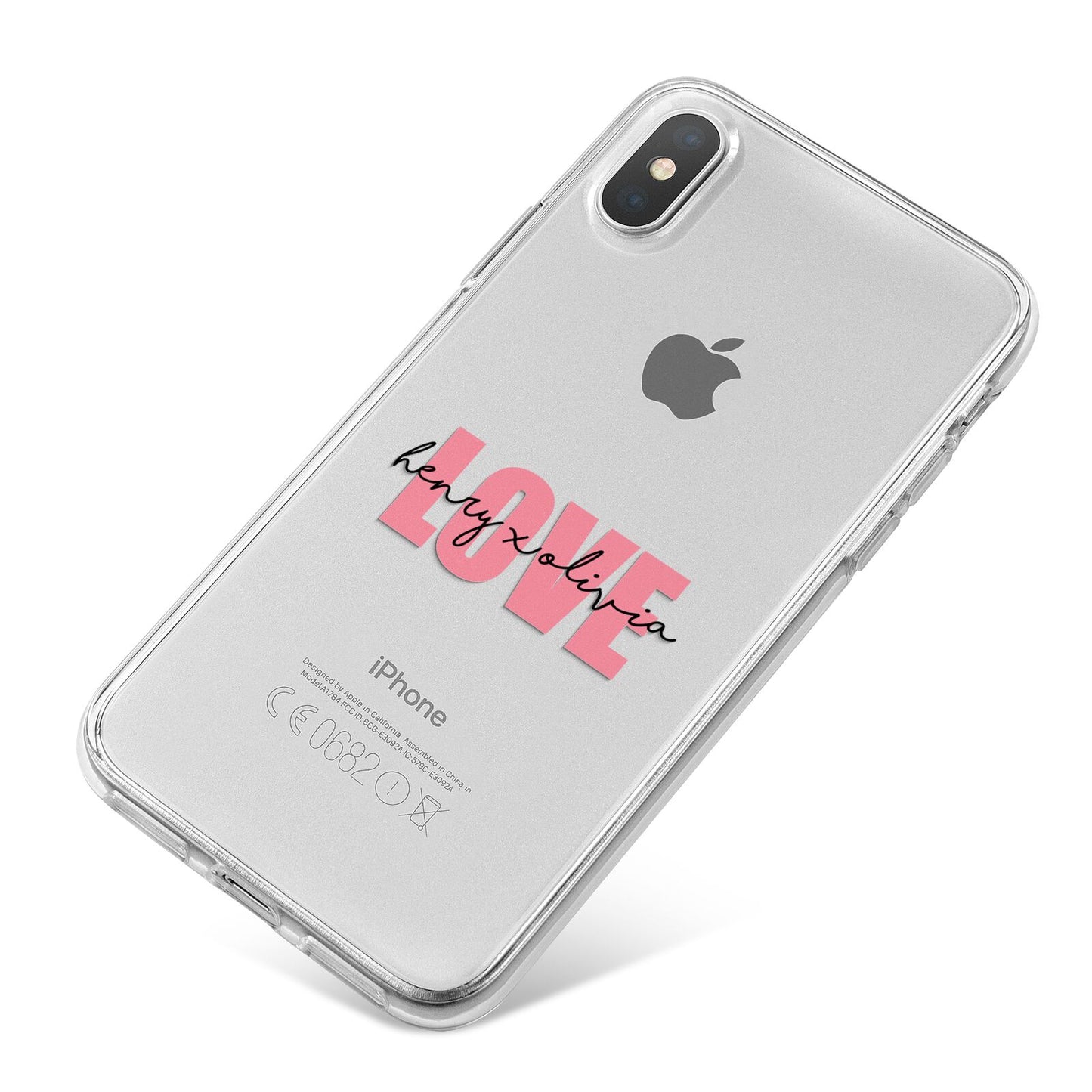 Couples Personalised Love iPhone X Bumper Case on Silver iPhone