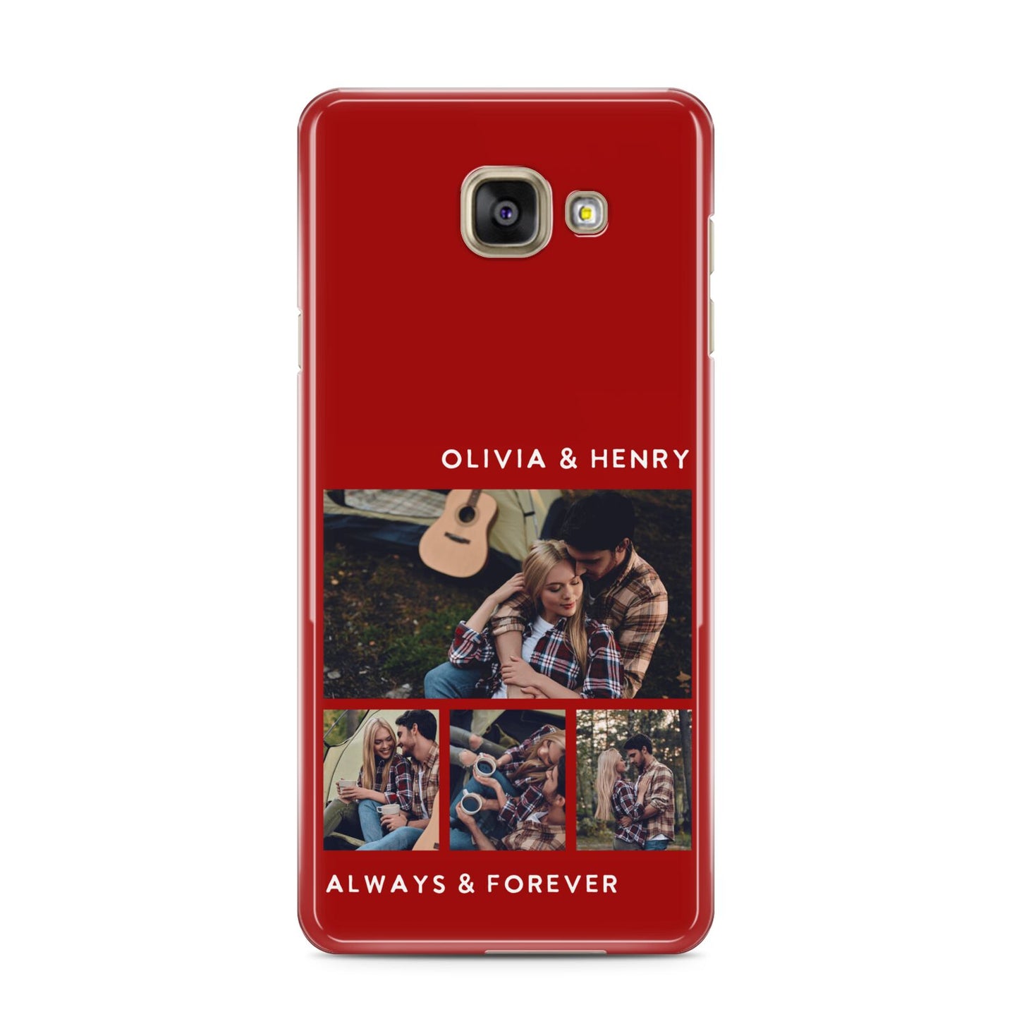 Couples Photo Collage Personalised Samsung Galaxy A3 2016 Case on gold phone