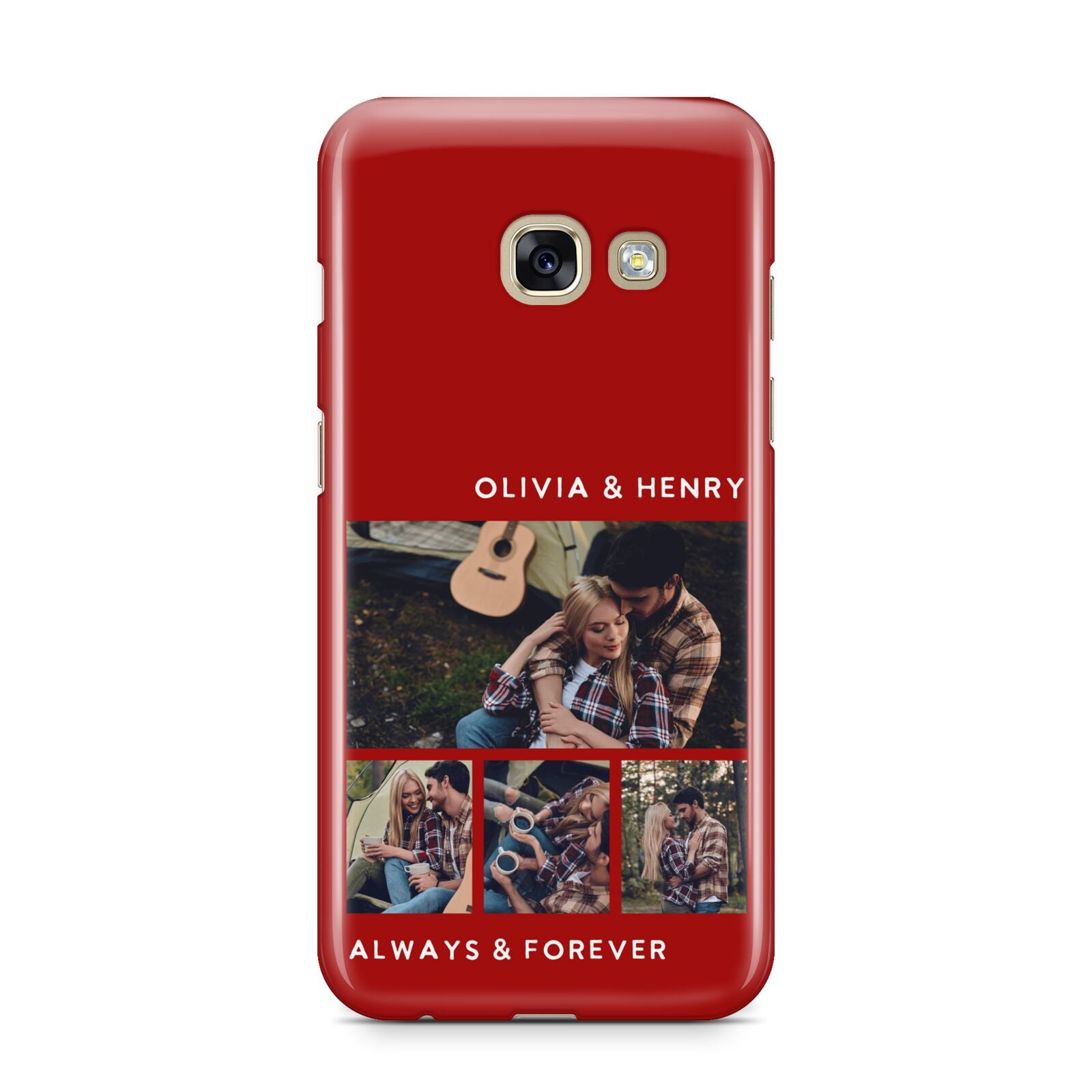 Couples Photo Collage Personalised Samsung Galaxy A3 2017 Case on gold phone