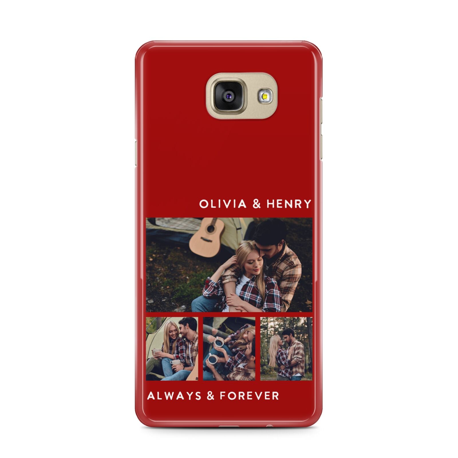 Couples Photo Collage Personalised Samsung Galaxy A7 2016 Case on gold phone