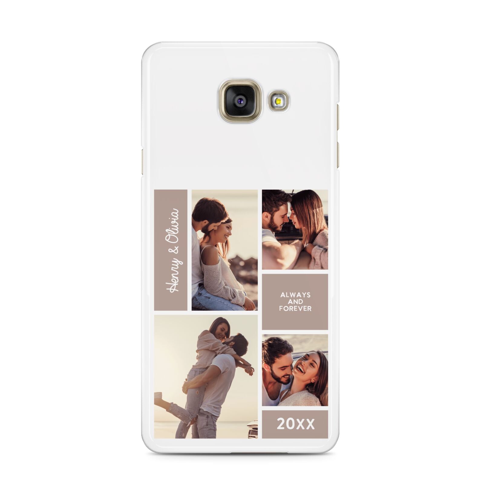 Couples Valentine Photo Collage Personalised Samsung Galaxy A3 2016 Case on gold phone