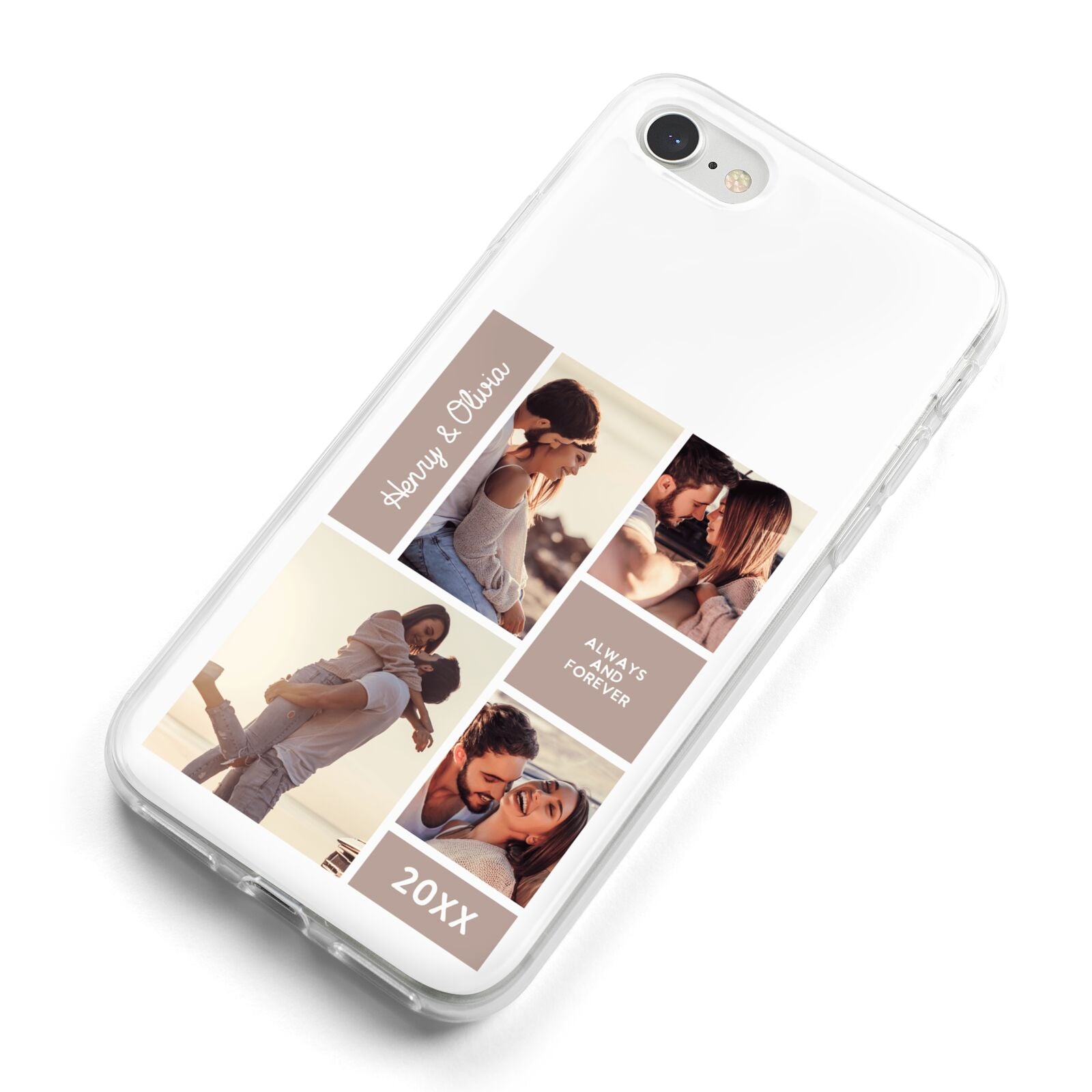 Couples Valentine Photo Collage Personalised iPhone 8 Bumper Case on Silver iPhone Alternative Image