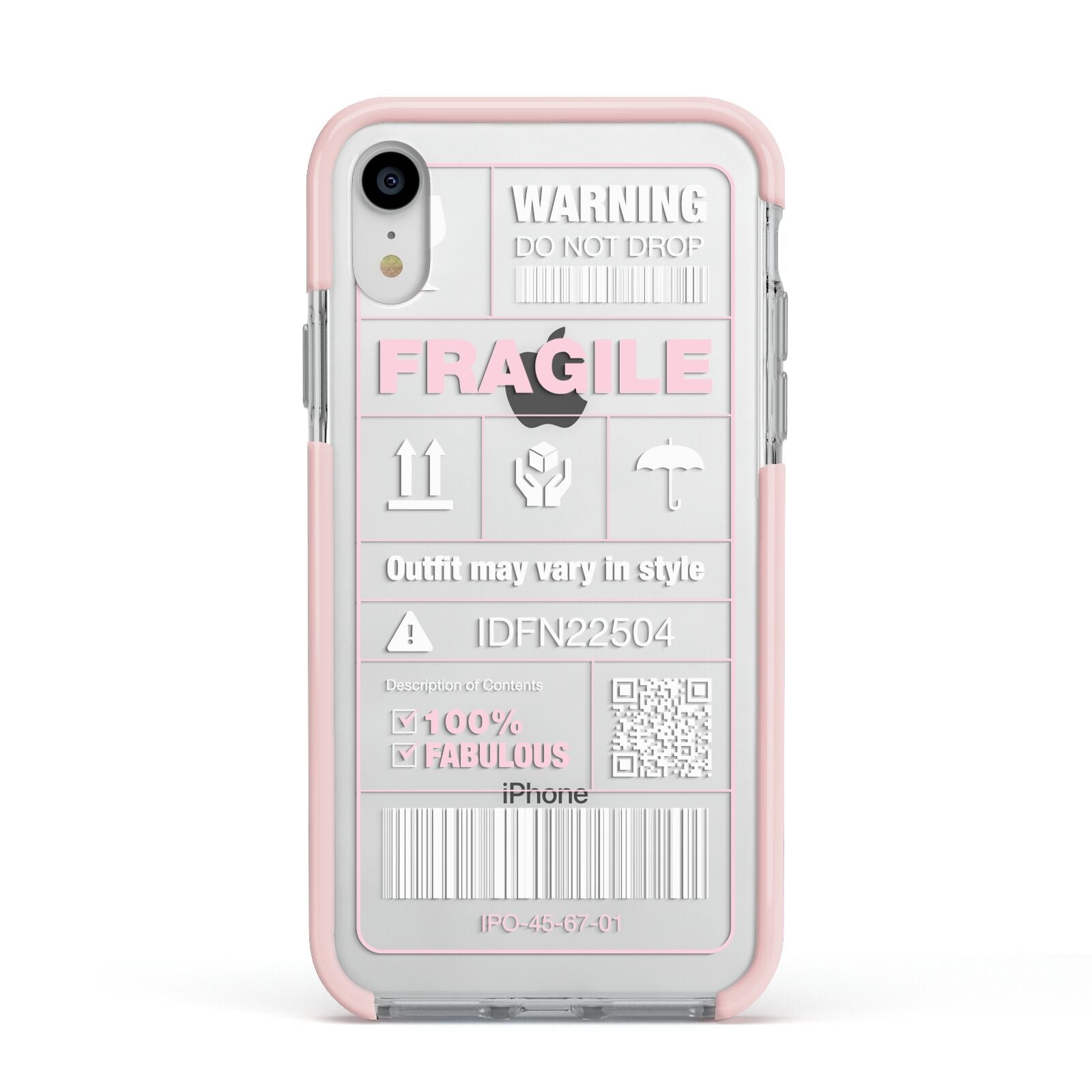 Courier Label Apple iPhone XR Impact Case Pink Edge on Silver Phone