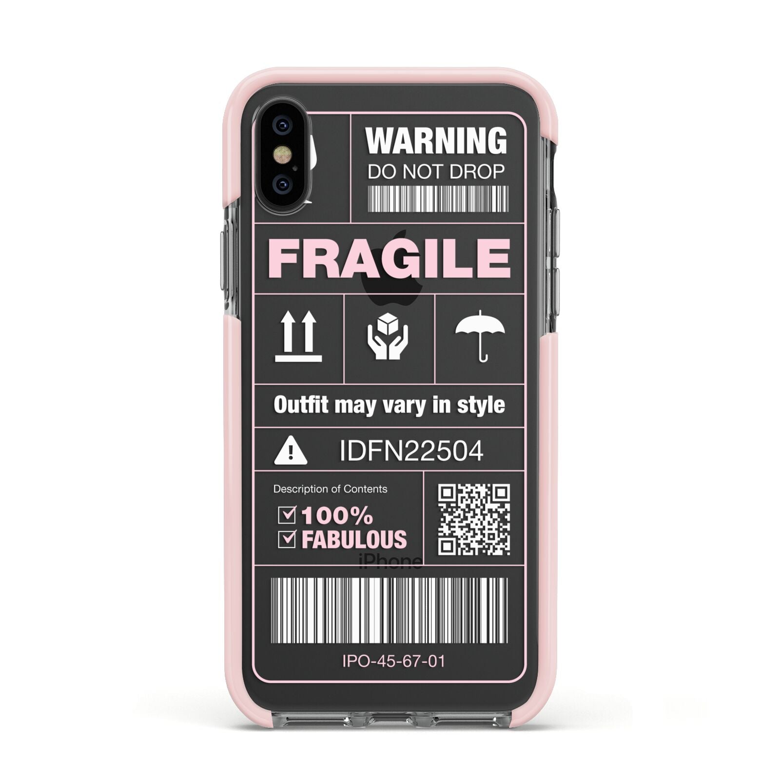 Courier Label Apple iPhone Xs Impact Case Pink Edge on Black Phone