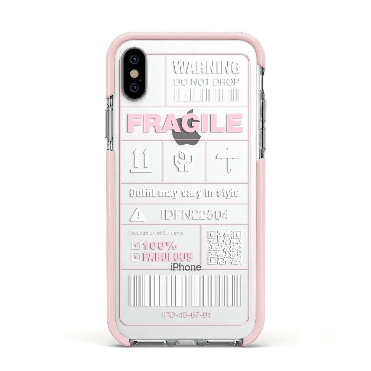 Courier Label Apple iPhone Xs Impact Case Pink Edge on Silver Phone