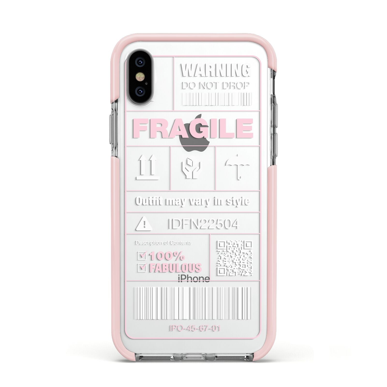 Courier Label Apple iPhone Xs Impact Case Pink Edge on Silver Phone