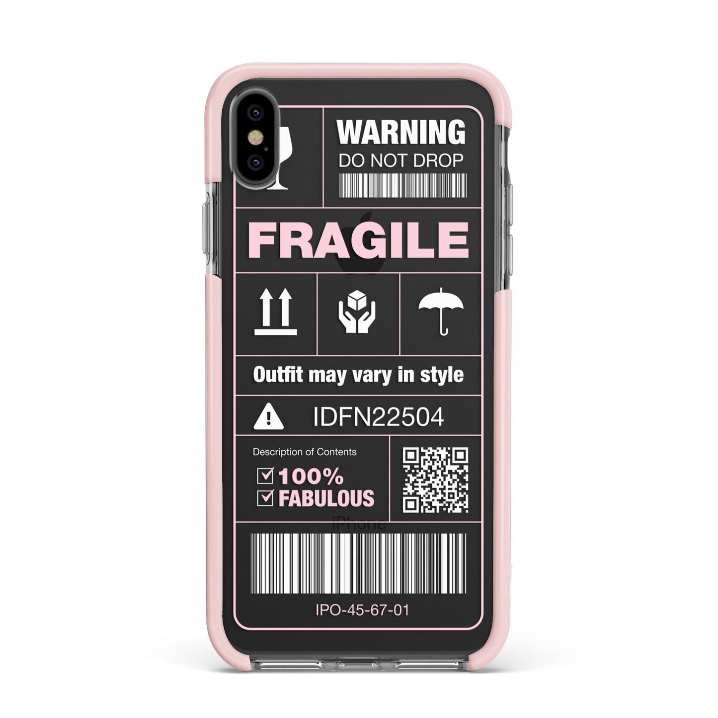 Courier Label Apple iPhone Xs Max Impact Case Pink Edge on Black Phone