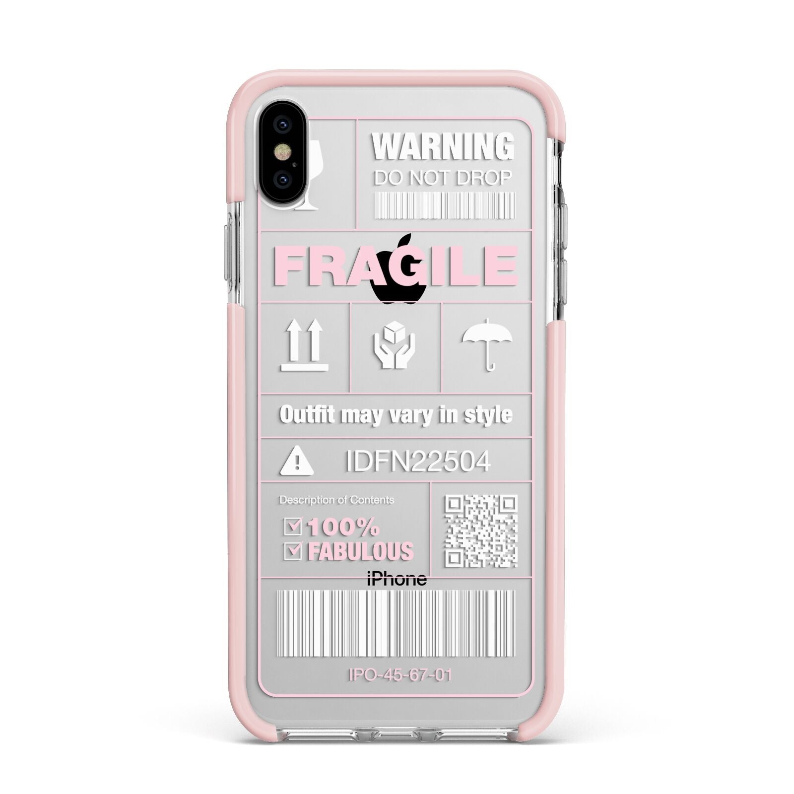 Courier Label Apple iPhone Xs Max Impact Case Pink Edge on Silver Phone