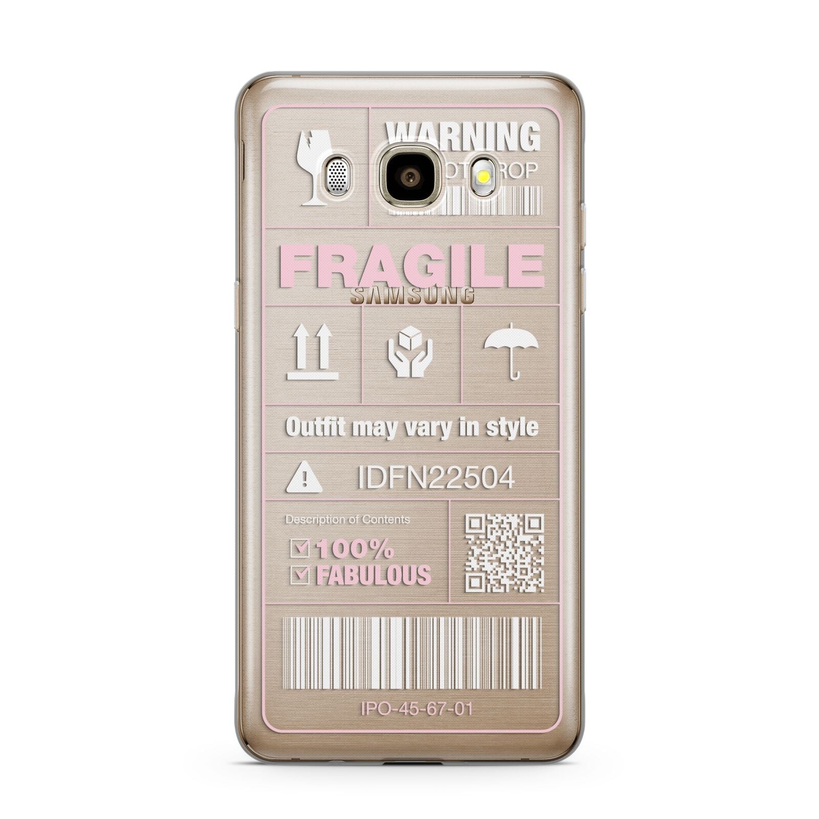 Courier Label Samsung Galaxy J7 2016 Case on gold phone