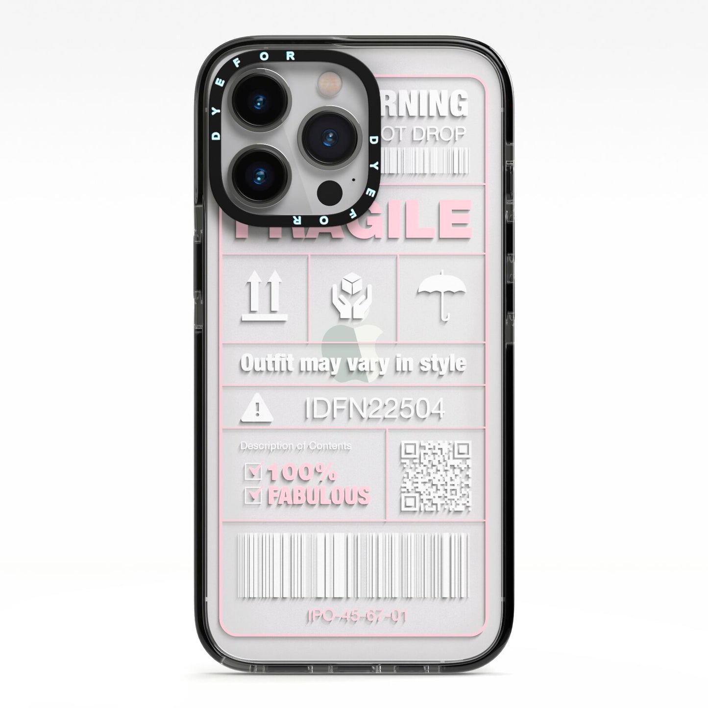 Courier Label iPhone 13 Pro Black Impact Case on Silver phone