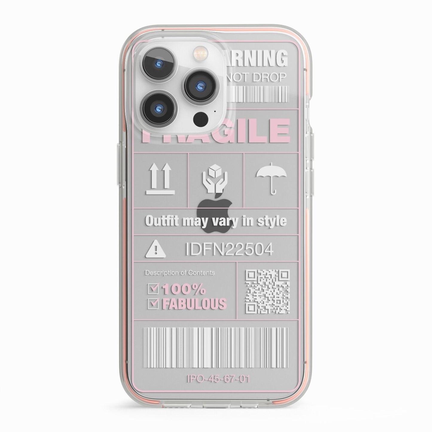 Courier Label iPhone 13 Pro TPU Impact Case with Pink Edges