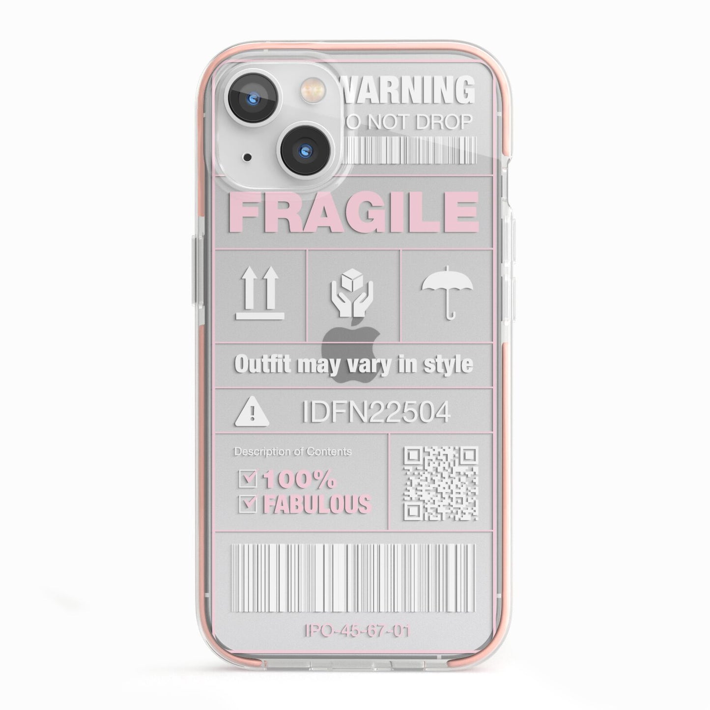 Courier Label iPhone 13 TPU Impact Case with Pink Edges