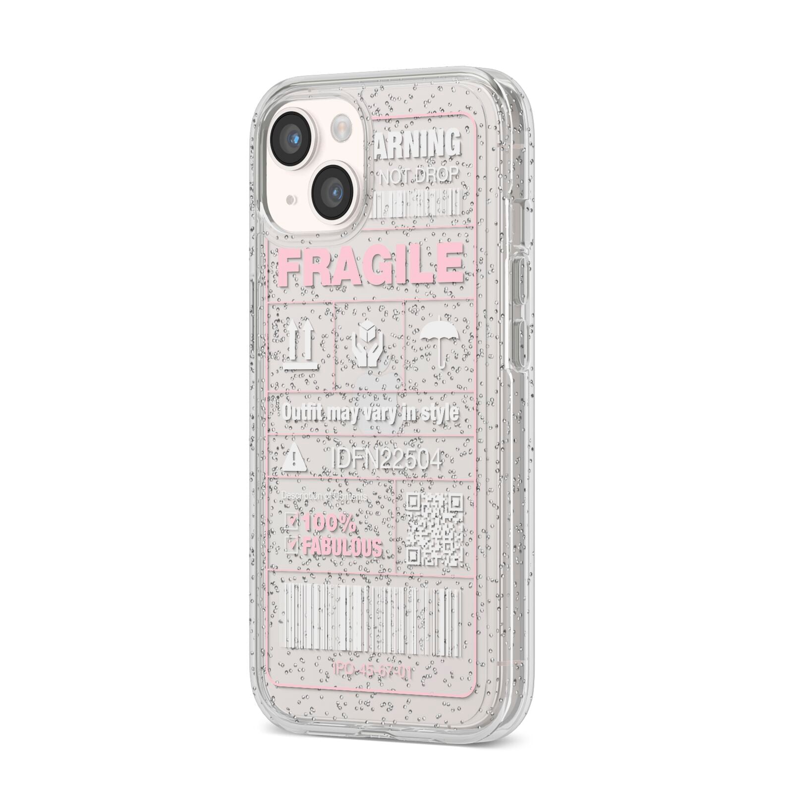 Courier Label iPhone 14 Glitter Tough Case Starlight Angled Image