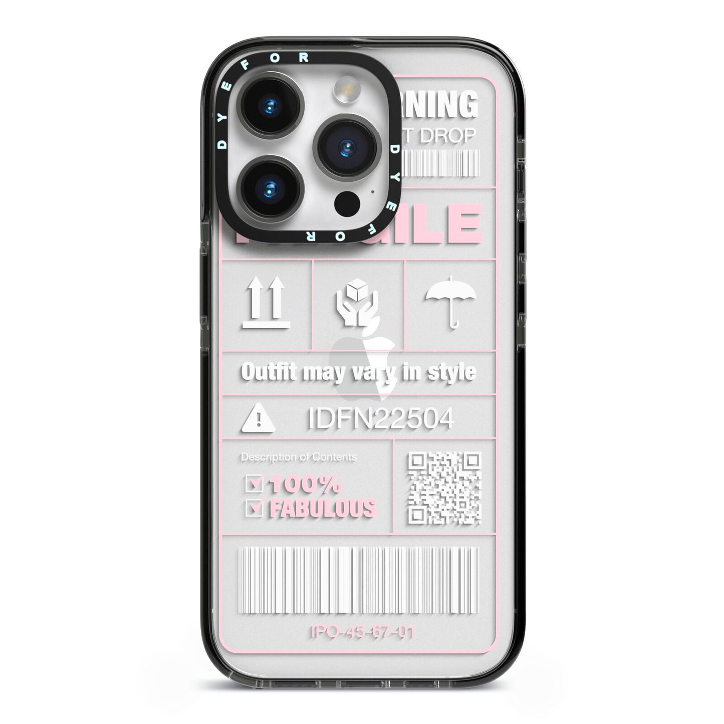 Courier Label iPhone 14 Pro Black Impact Case on Silver phone