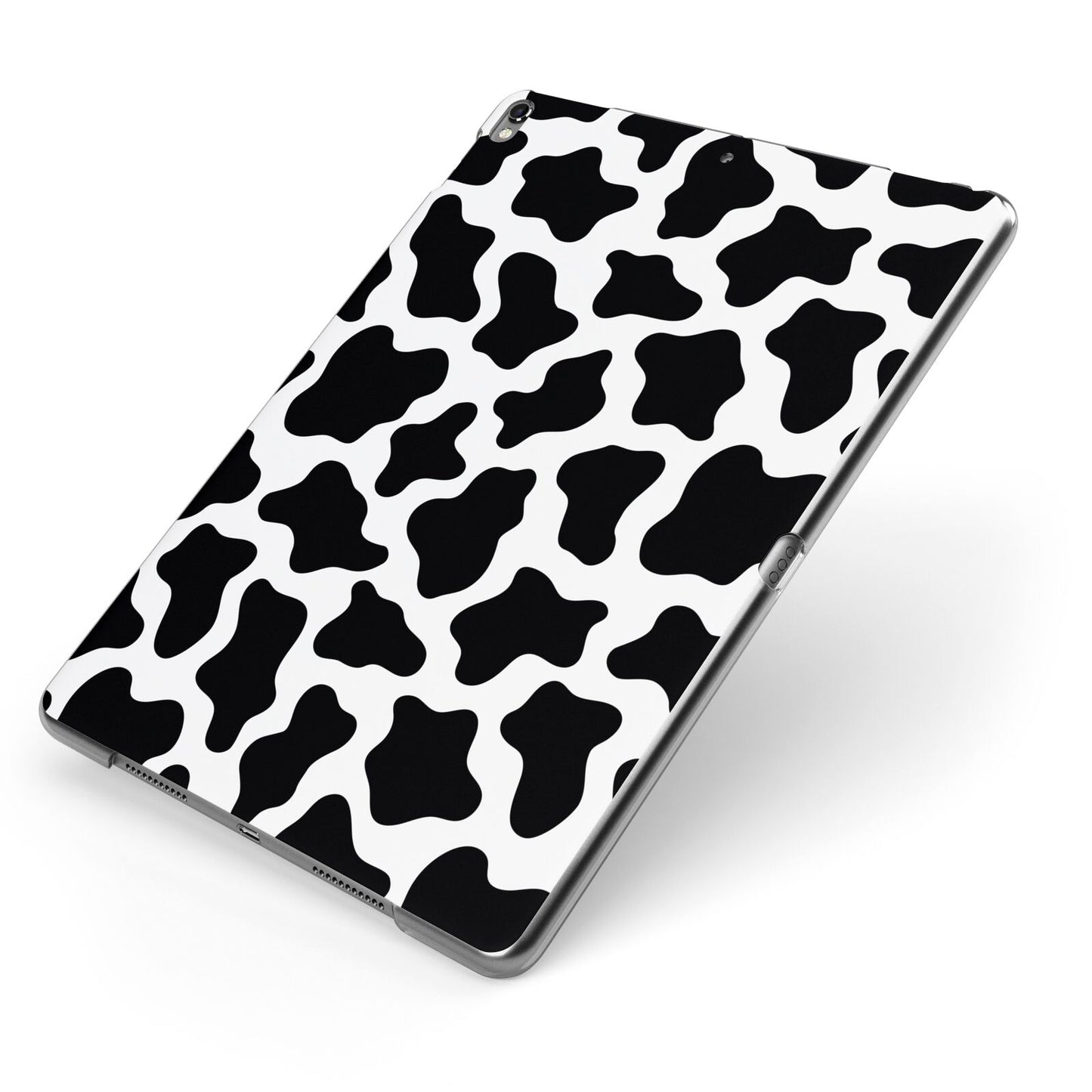 Cow Print Apple iPad Case on Grey iPad Side View