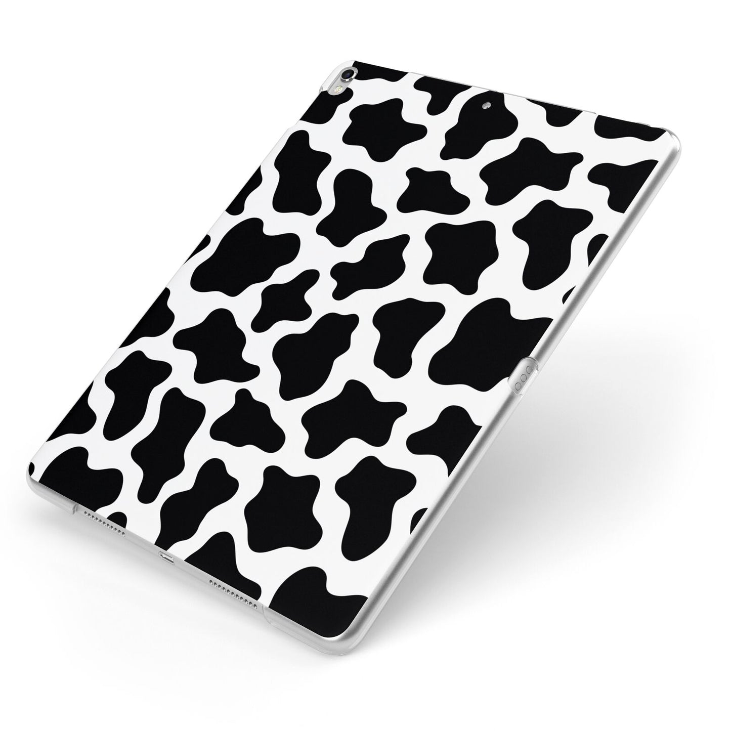 Cow Print Apple iPad Case on Silver iPad Side View