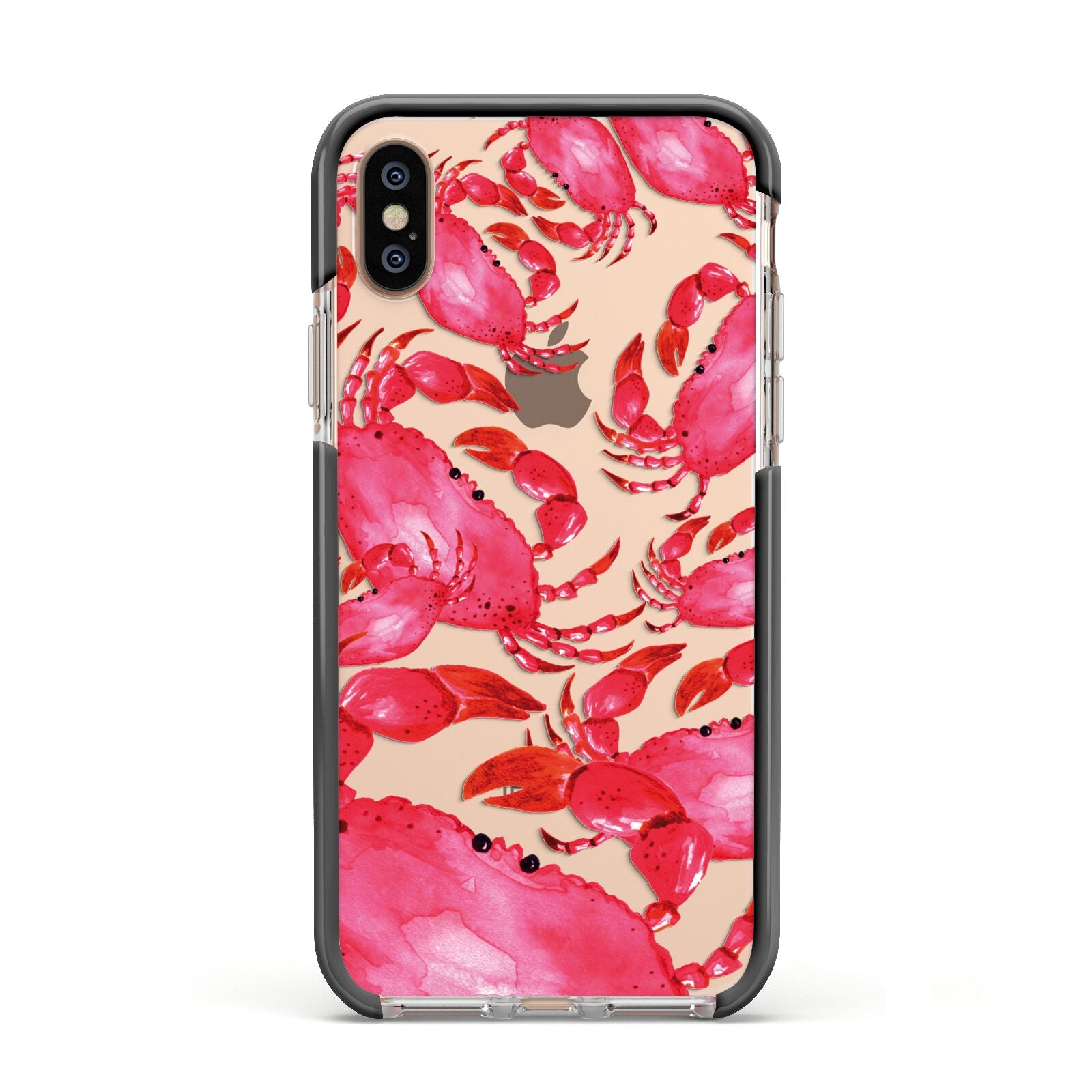 Crab Apple iPhone Xs Impact Case Black Edge on Gold Phone