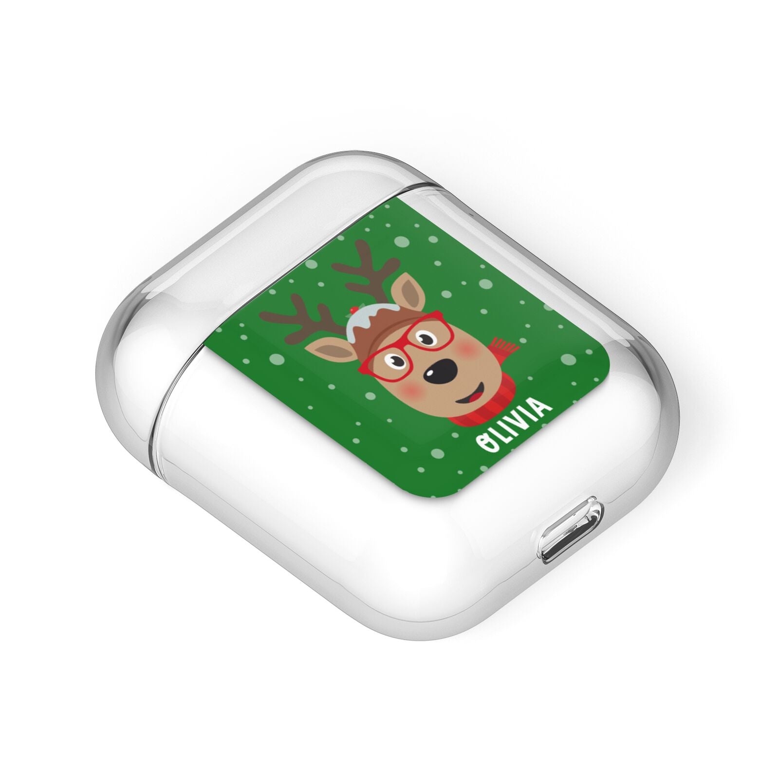 Create Your Own Reindeer Personalised AirPods Case Laid Flat