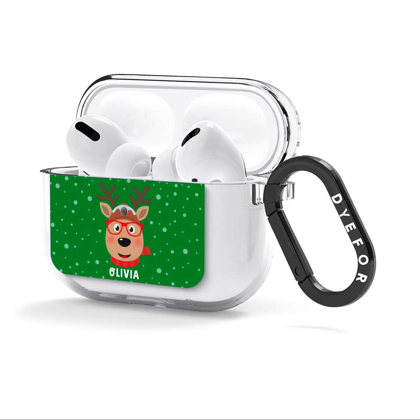 Create Your Own Reindeer Personalised AirPods Clear Case 3rd Gen Side Image