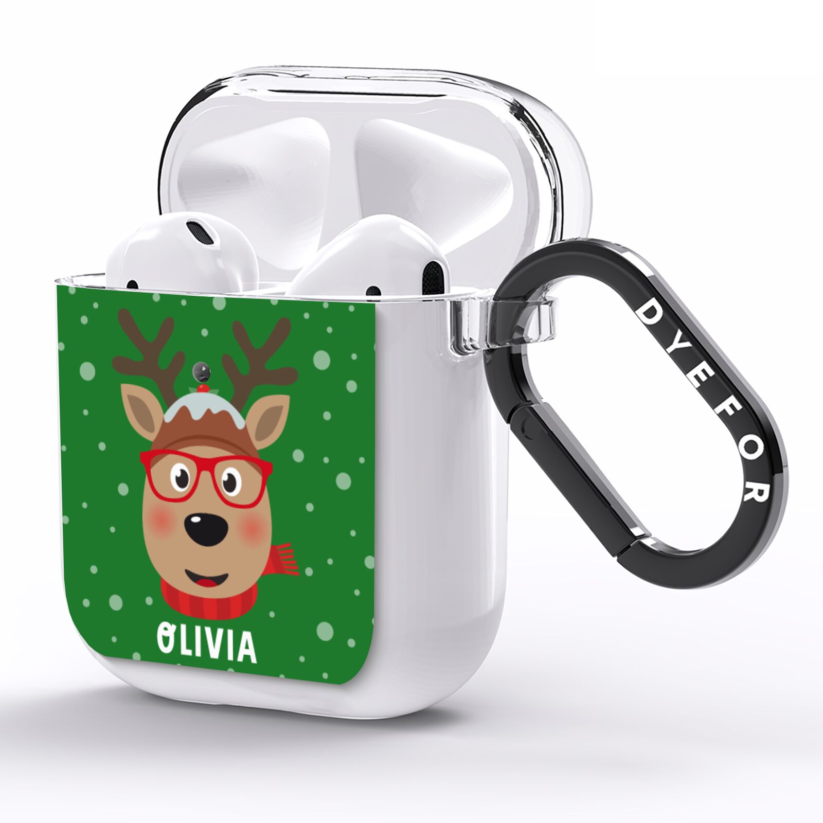 Create Your Own Reindeer Personalised AirPods Clear Case Side Image