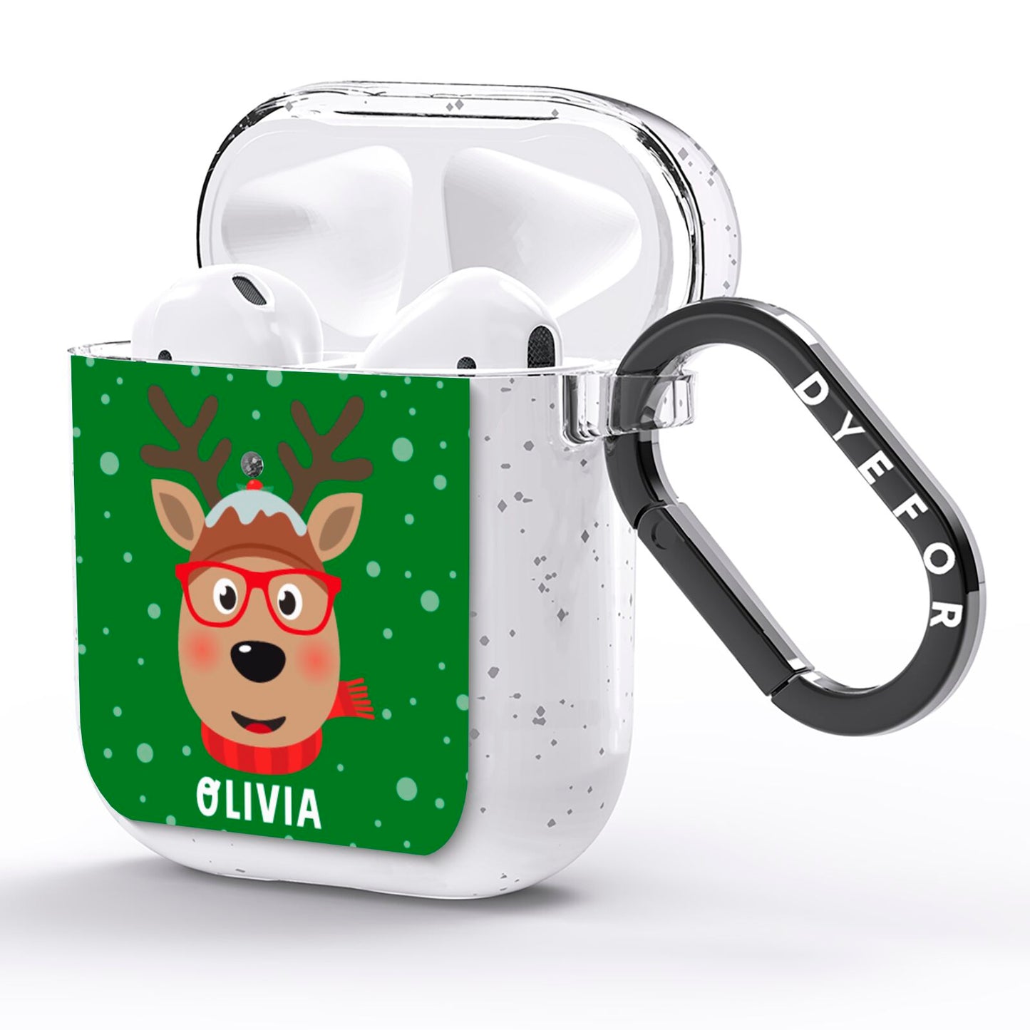 Create Your Own Reindeer Personalised AirPods Glitter Case Side Image