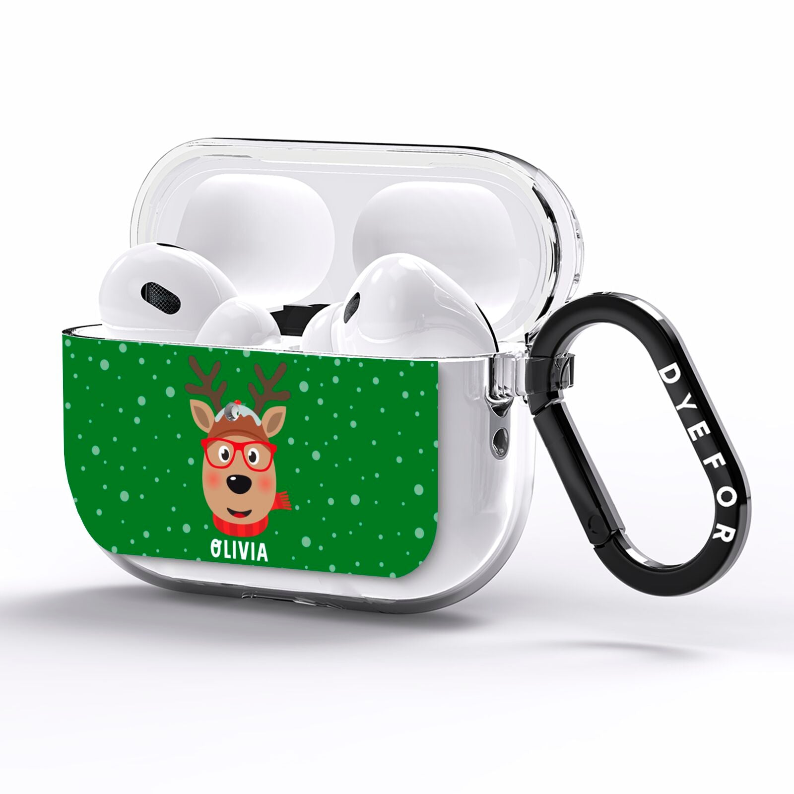 Create Your Own Reindeer Personalised AirPods Pro Clear Case Side Image