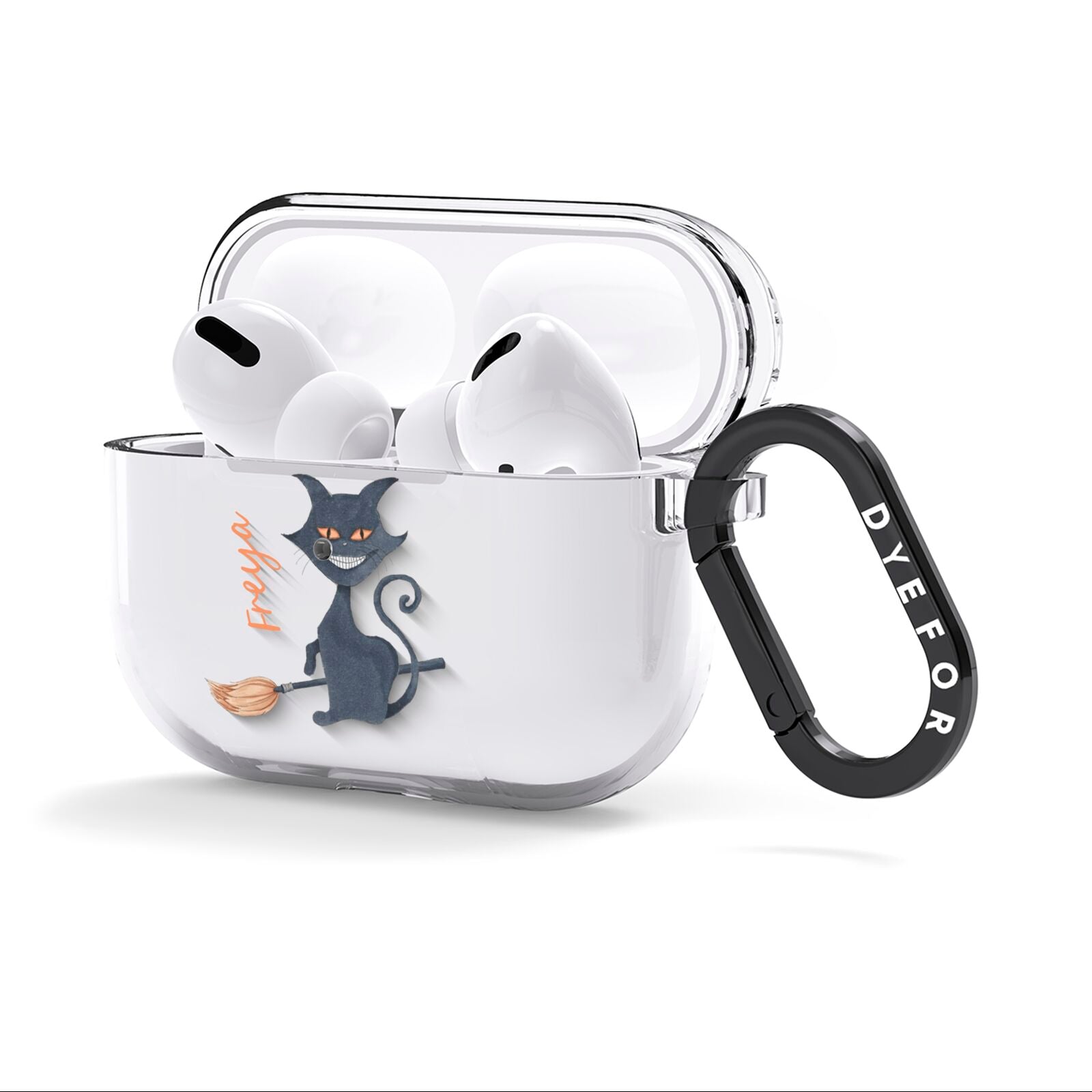 Creepy Cat Halloween Personalised AirPods Clear Case 3rd Gen Side Image