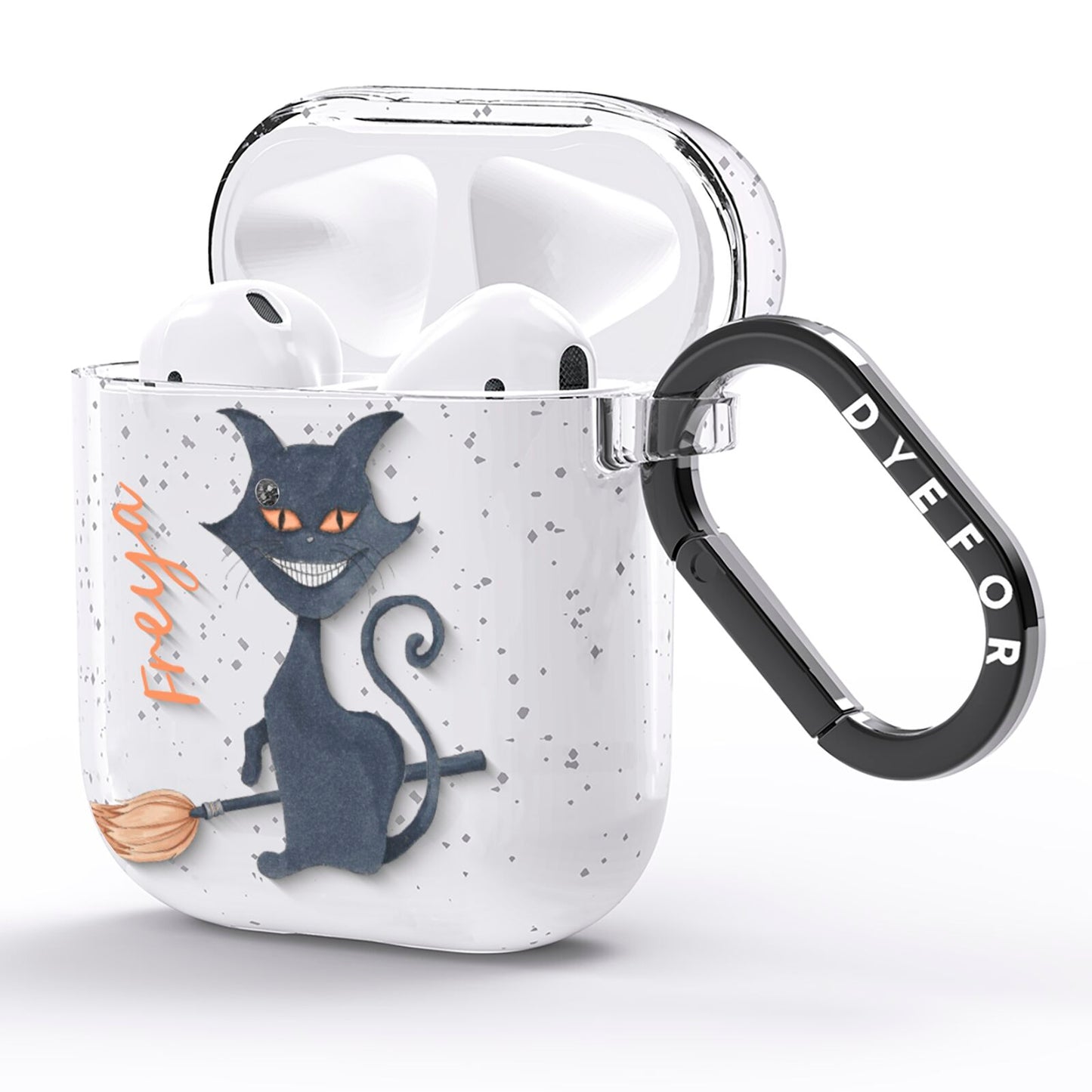 Creepy Cat Halloween Personalised AirPods Glitter Case Side Image