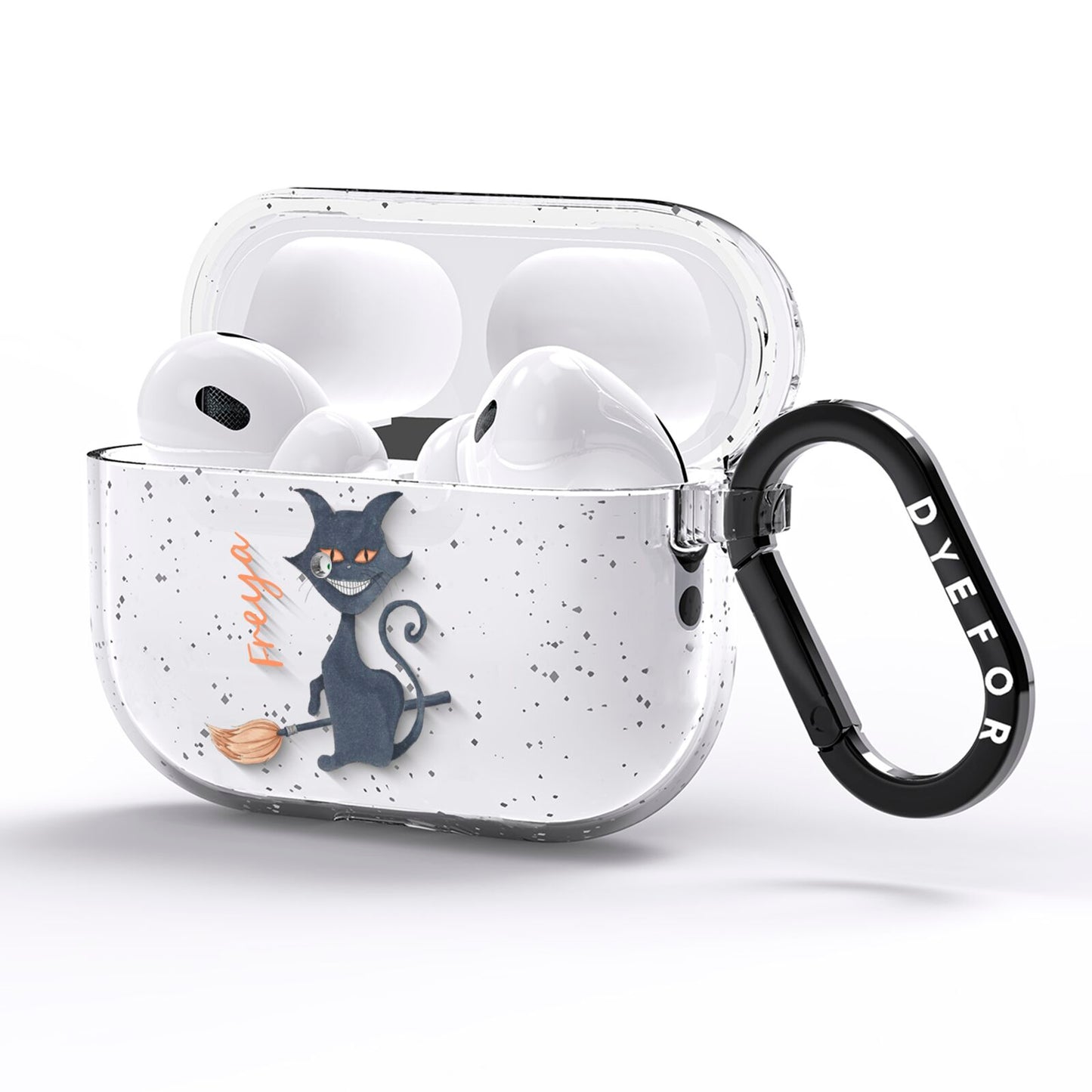 Creepy Cat Halloween Personalised AirPods Pro Glitter Case Side Image