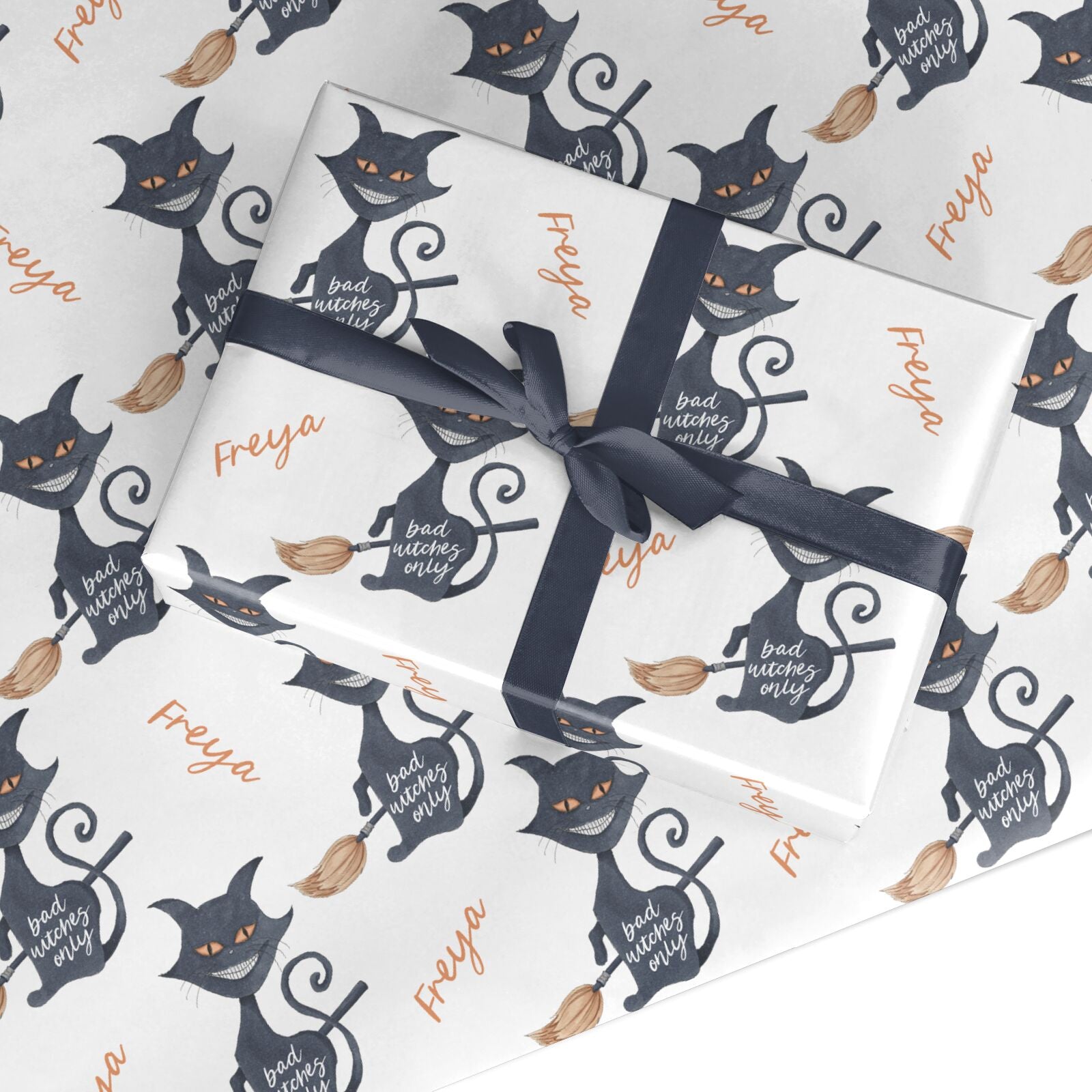 Creepy Cat Halloween Personalised Custom Wrapping Paper