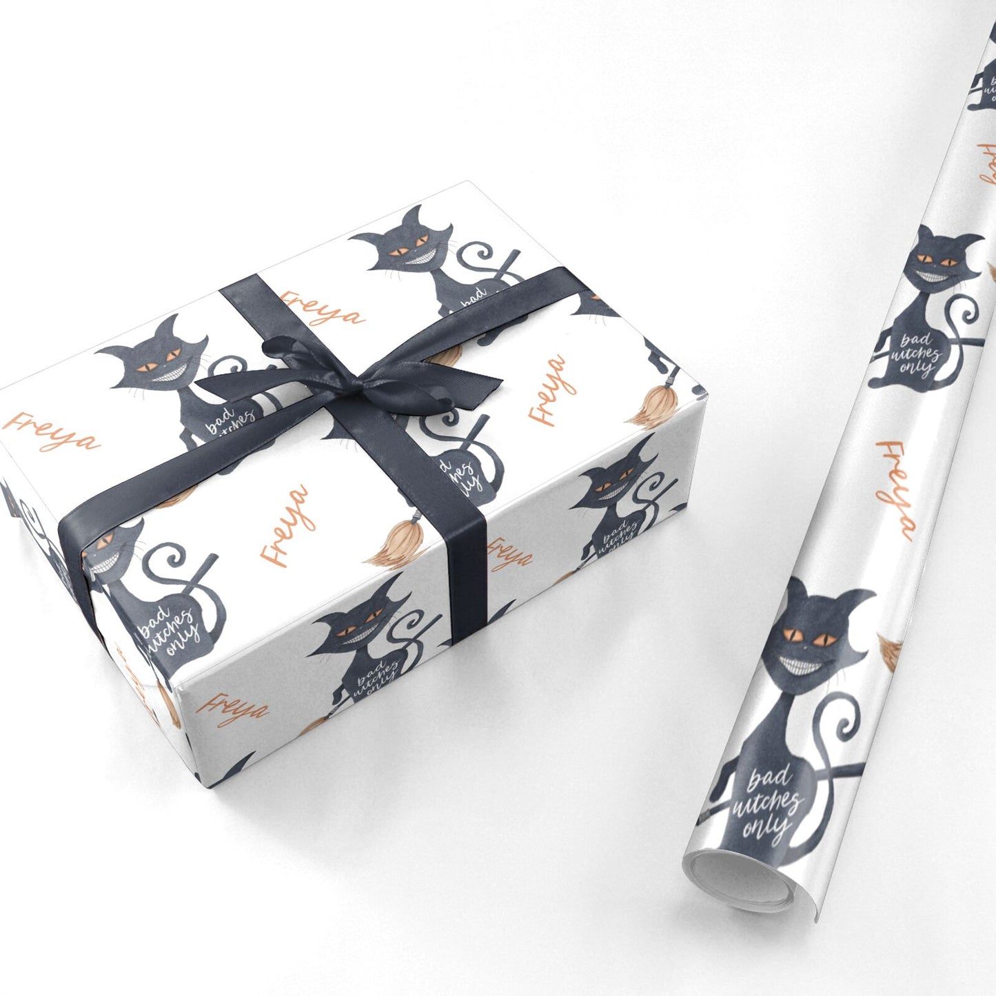 Creepy Cat Halloween Personalised Personalised Wrapping Paper