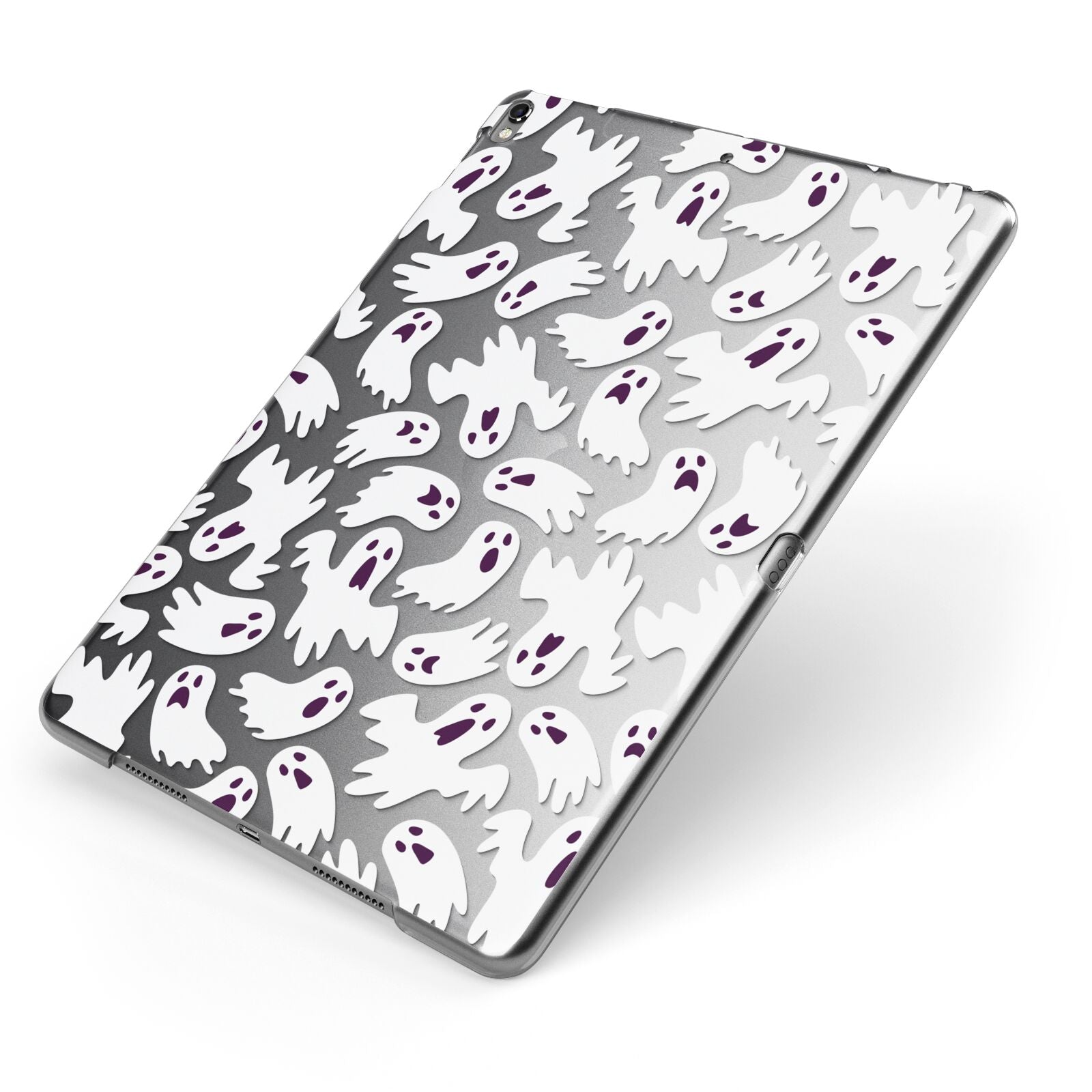 Crowd of Ghosts with Transparent Background Apple iPad Case on Grey iPad Side View