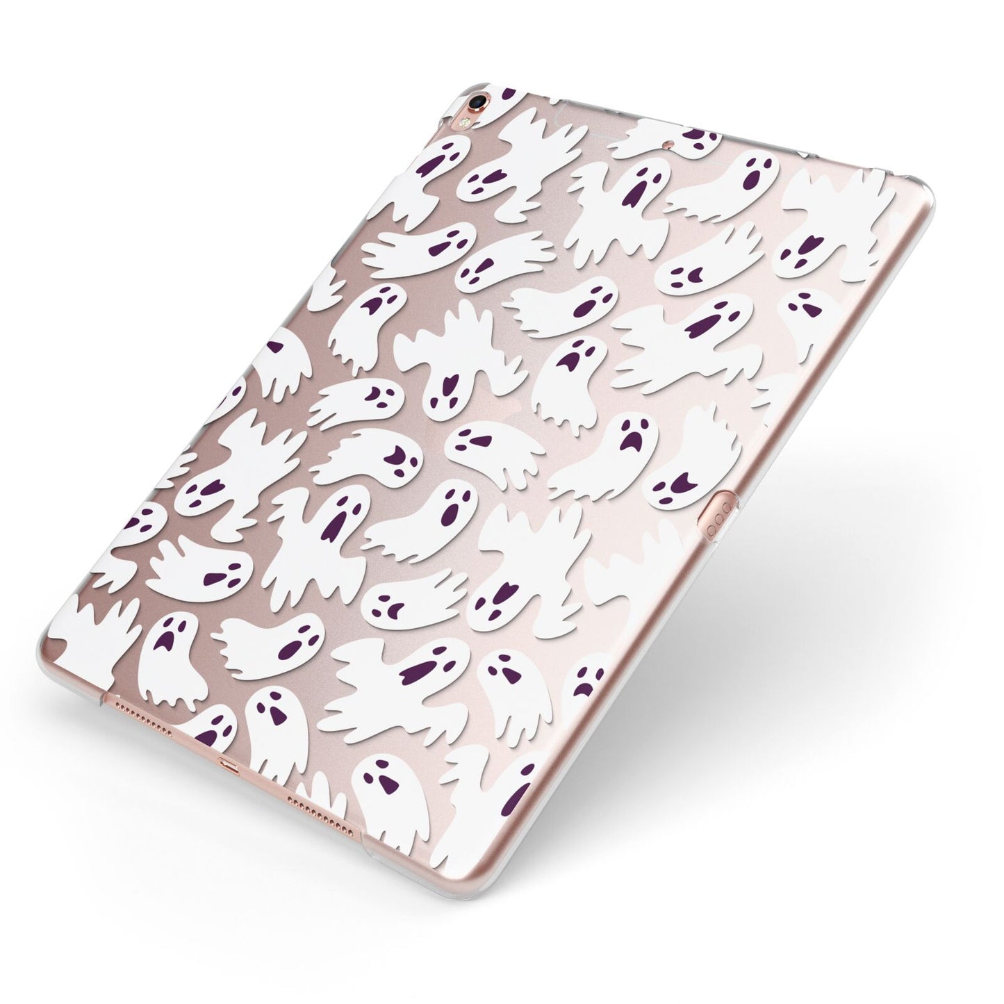 Crowd of Ghosts with Transparent Background Apple iPad Case on Rose Gold iPad Side View