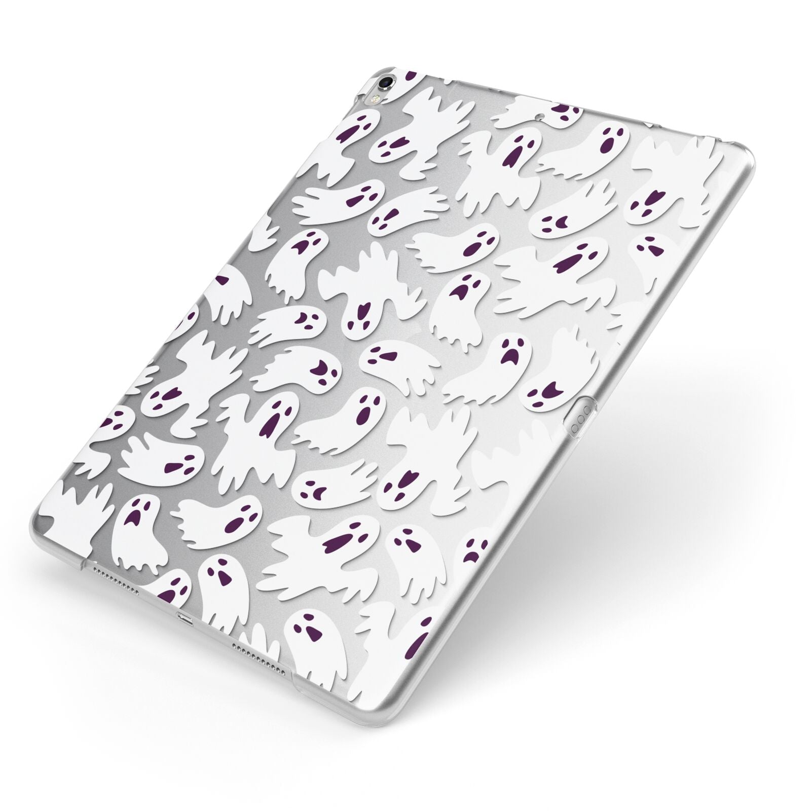 Crowd of Ghosts with Transparent Background Apple iPad Case on Silver iPad Side View