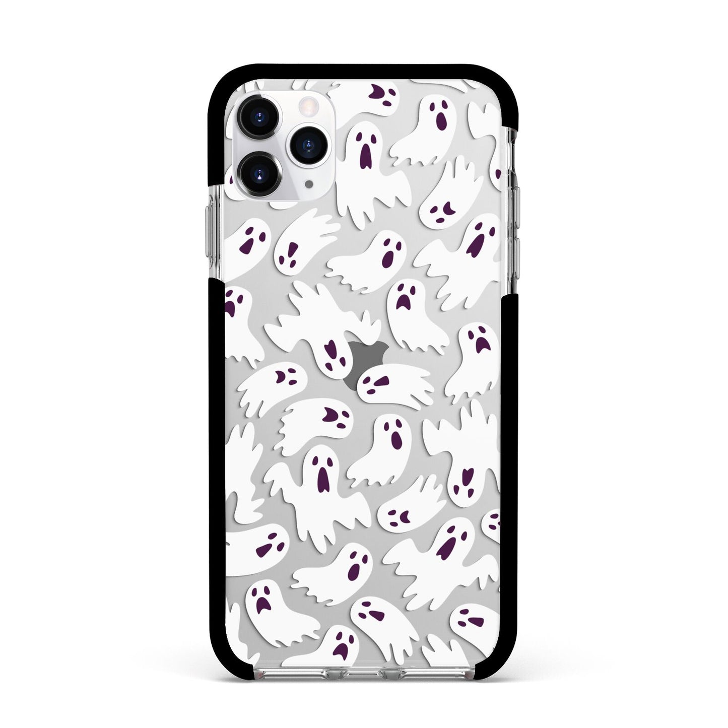 Crowd of Ghosts with Transparent Background Apple iPhone 11 Pro Max in Silver with Black Impact Case