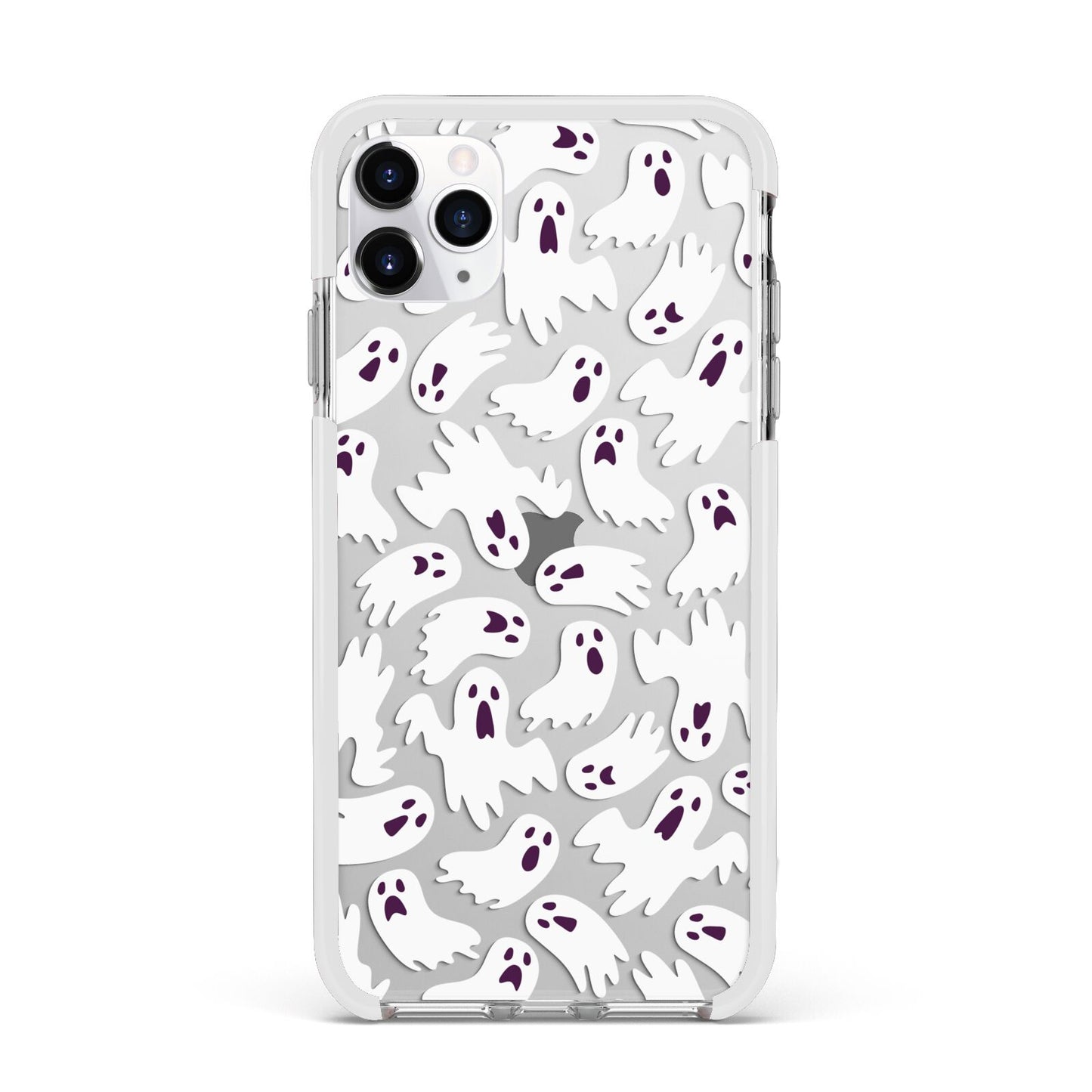 Crowd of Ghosts with Transparent Background Apple iPhone 11 Pro Max in Silver with White Impact Case