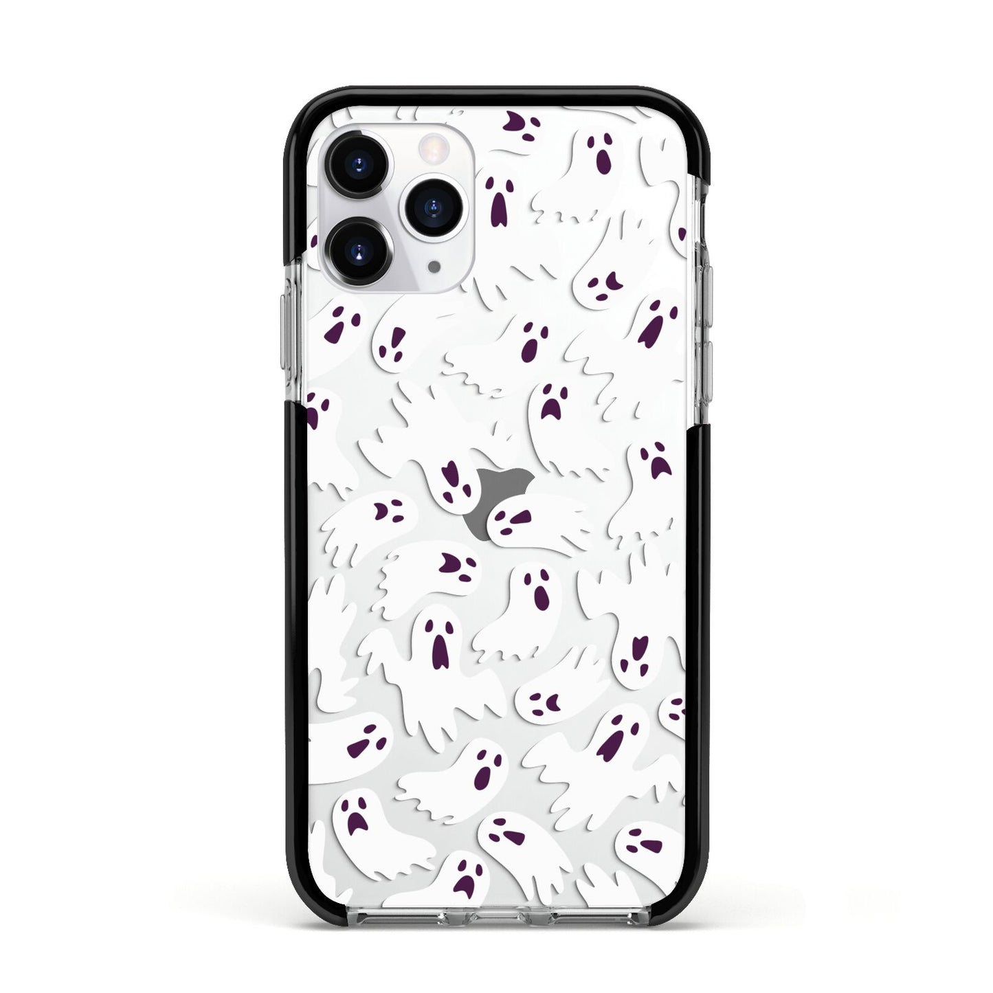 Crowd of Ghosts with Transparent Background Apple iPhone 11 Pro in Silver with Black Impact Case