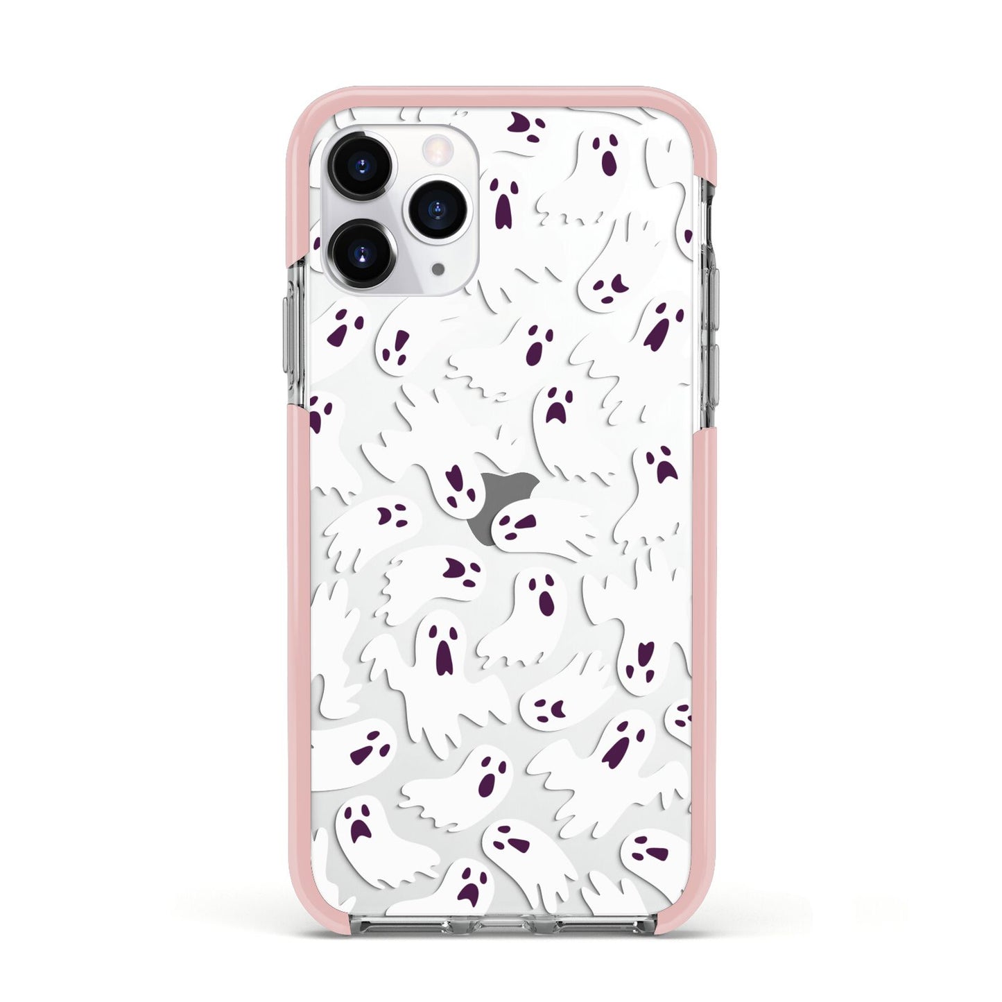 Crowd of Ghosts with Transparent Background Apple iPhone 11 Pro in Silver with Pink Impact Case