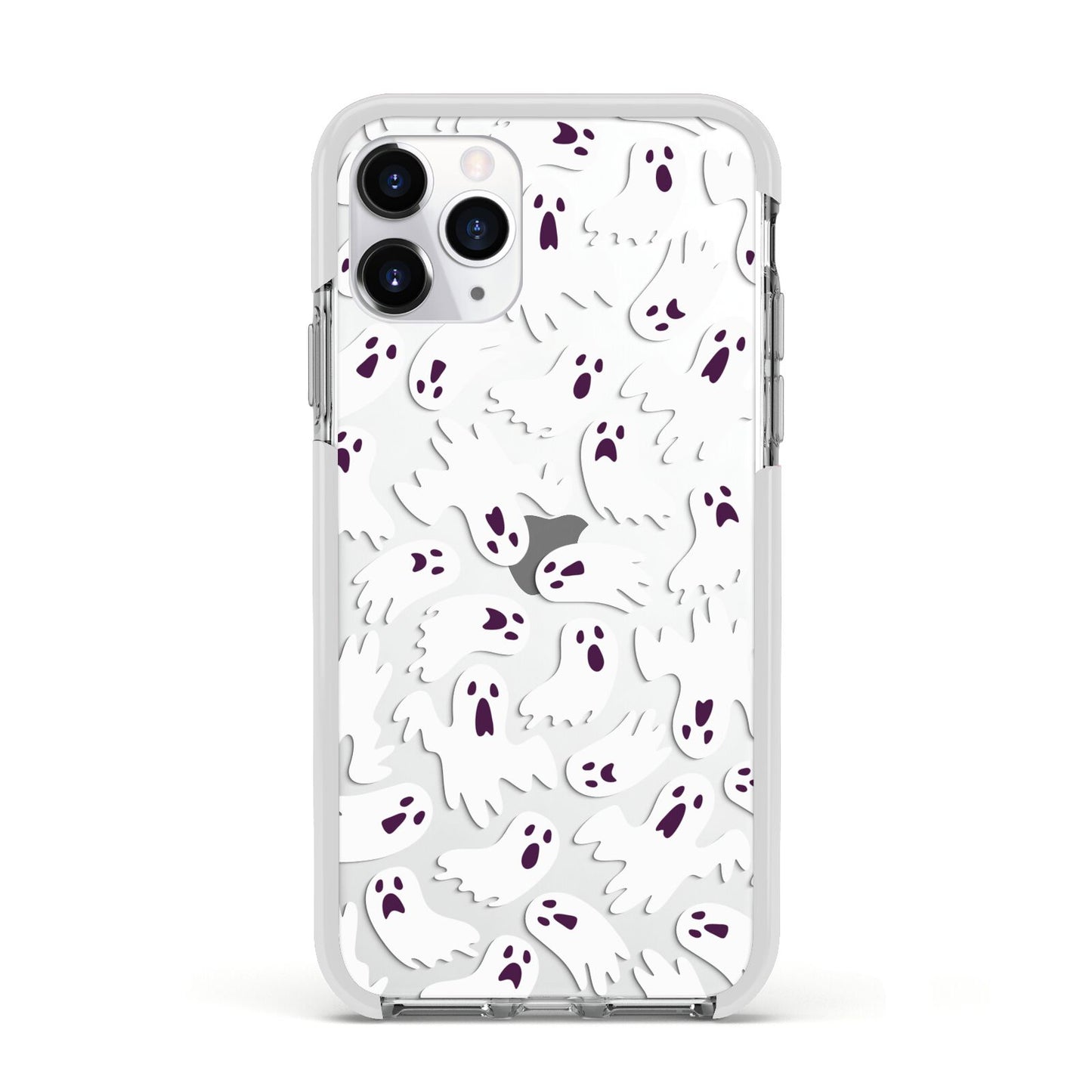 Crowd of Ghosts with Transparent Background Apple iPhone 11 Pro in Silver with White Impact Case