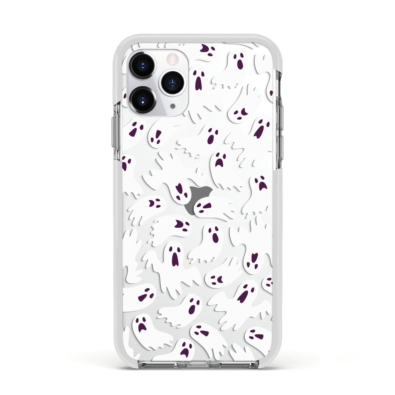 Crowd of Ghosts with Transparent Background Apple iPhone 11 Pro in Silver with White Impact Case