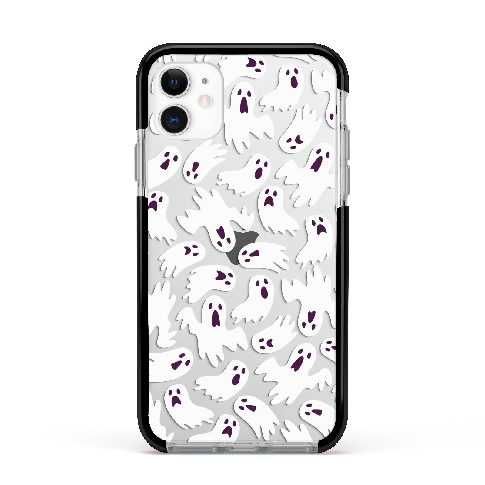 Crowd of Ghosts with Transparent Background Apple iPhone 11 in White with Black Impact Case