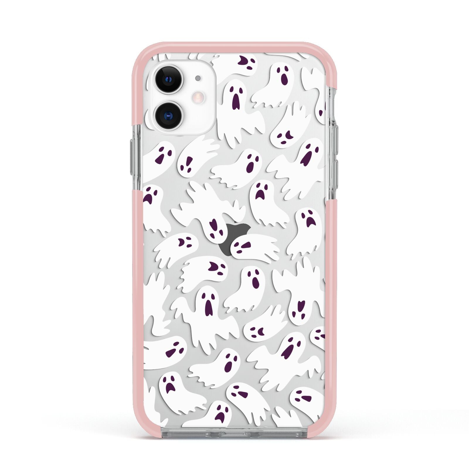 Crowd of Ghosts with Transparent Background Apple iPhone 11 in White with Pink Impact Case