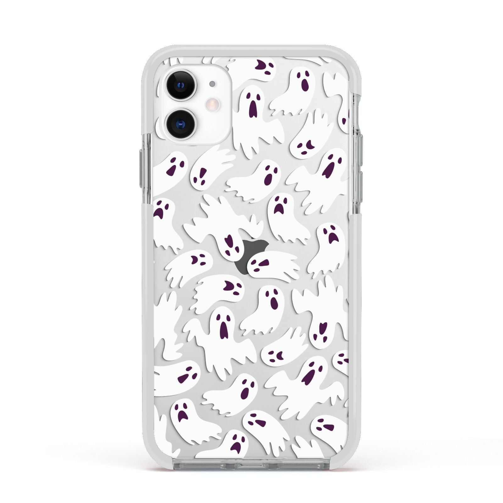 Crowd of Ghosts with Transparent Background Apple iPhone 11 in White with White Impact Case