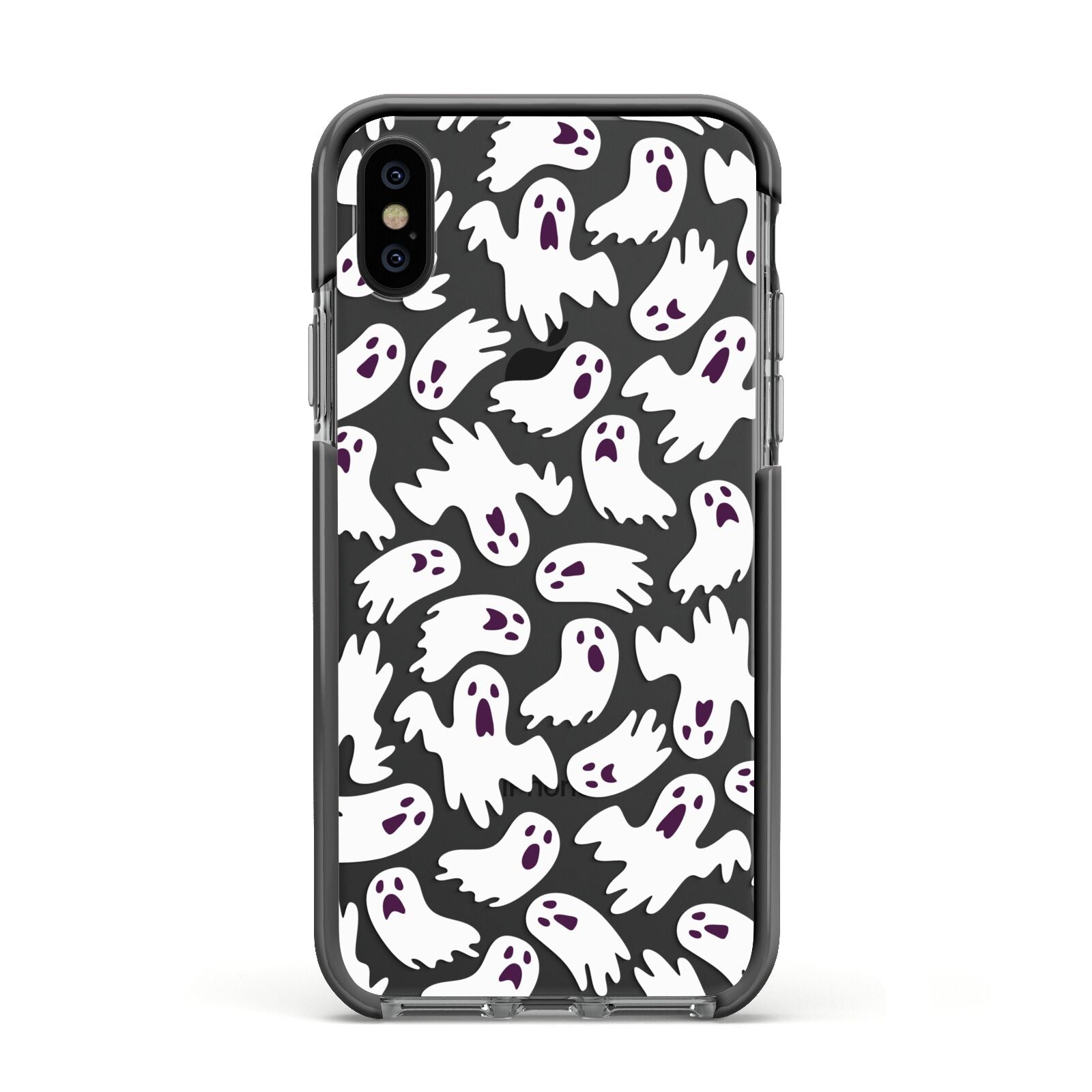 Crowd of Ghosts with Transparent Background Apple iPhone Xs Impact Case Black Edge on Black Phone