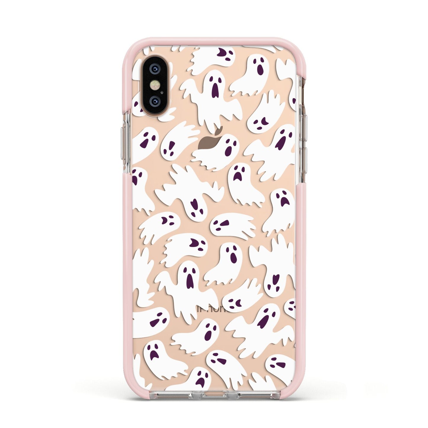 Crowd of Ghosts with Transparent Background Apple iPhone Xs Impact Case Pink Edge on Gold Phone