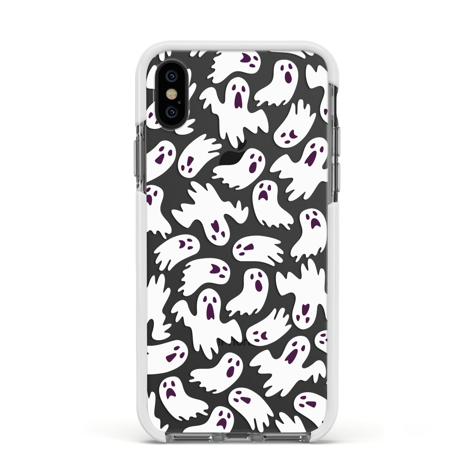 Crowd of Ghosts with Transparent Background Apple iPhone Xs Impact Case White Edge on Black Phone